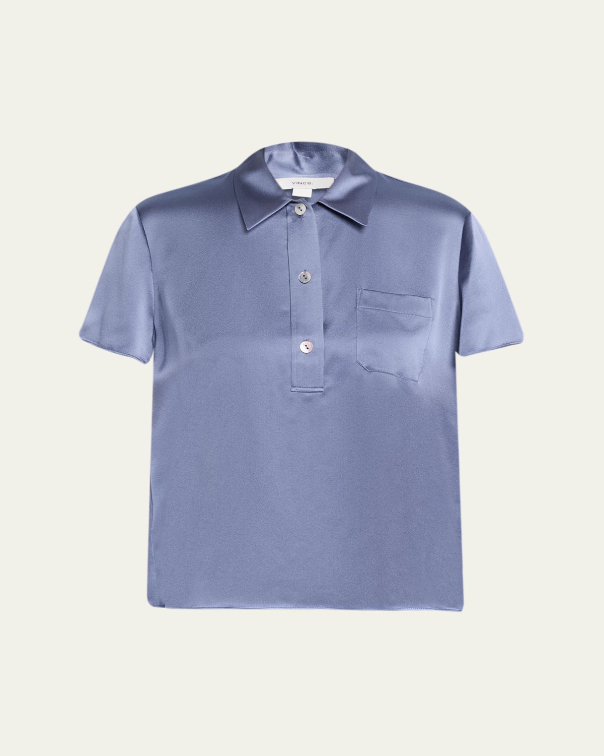 Vince Silk Charmeuse Short-Sleeve Polo Shirt | Thumbnail 6