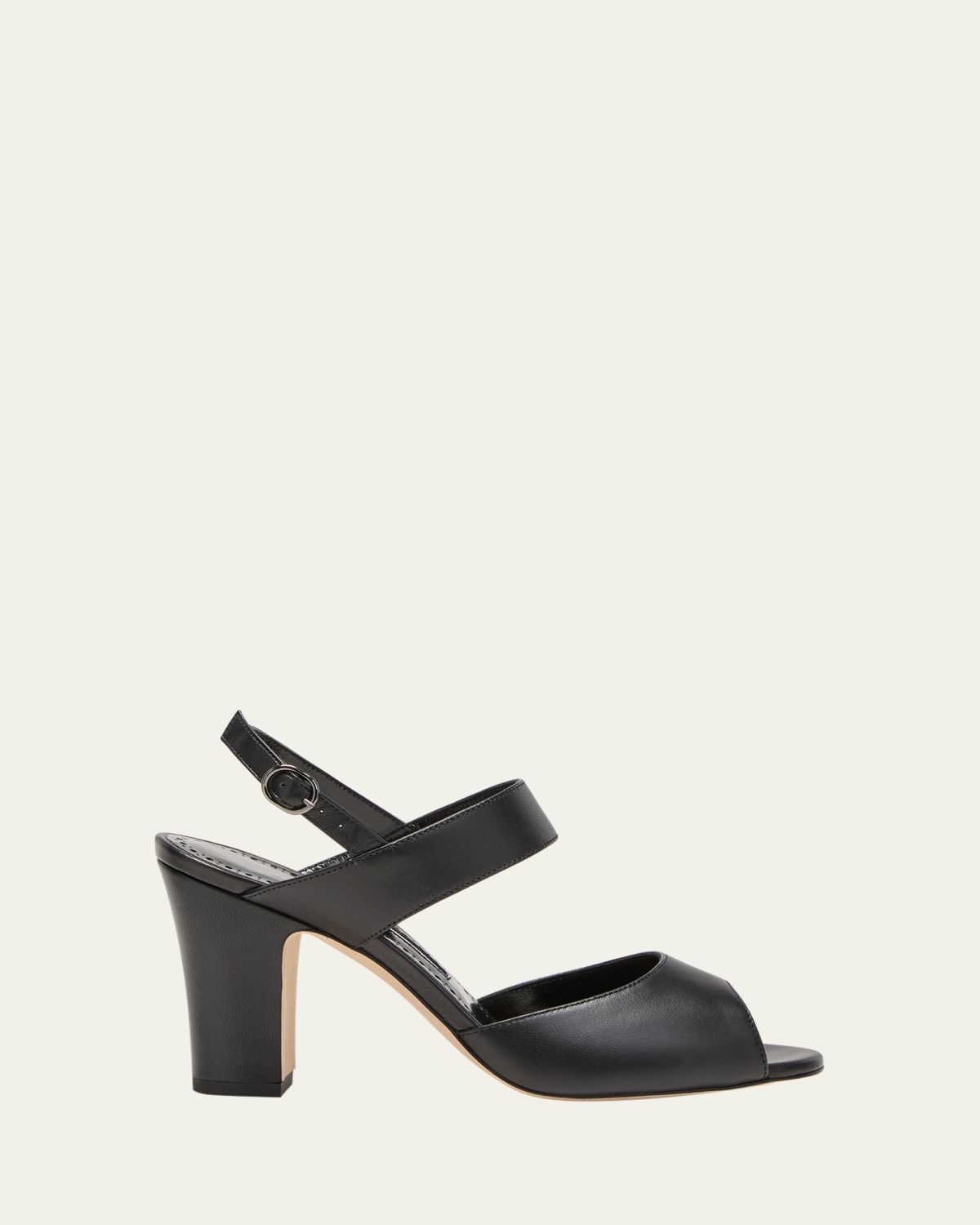 Manolo Blahnik Khiko Leather Peep-Toe Slingback Sandals