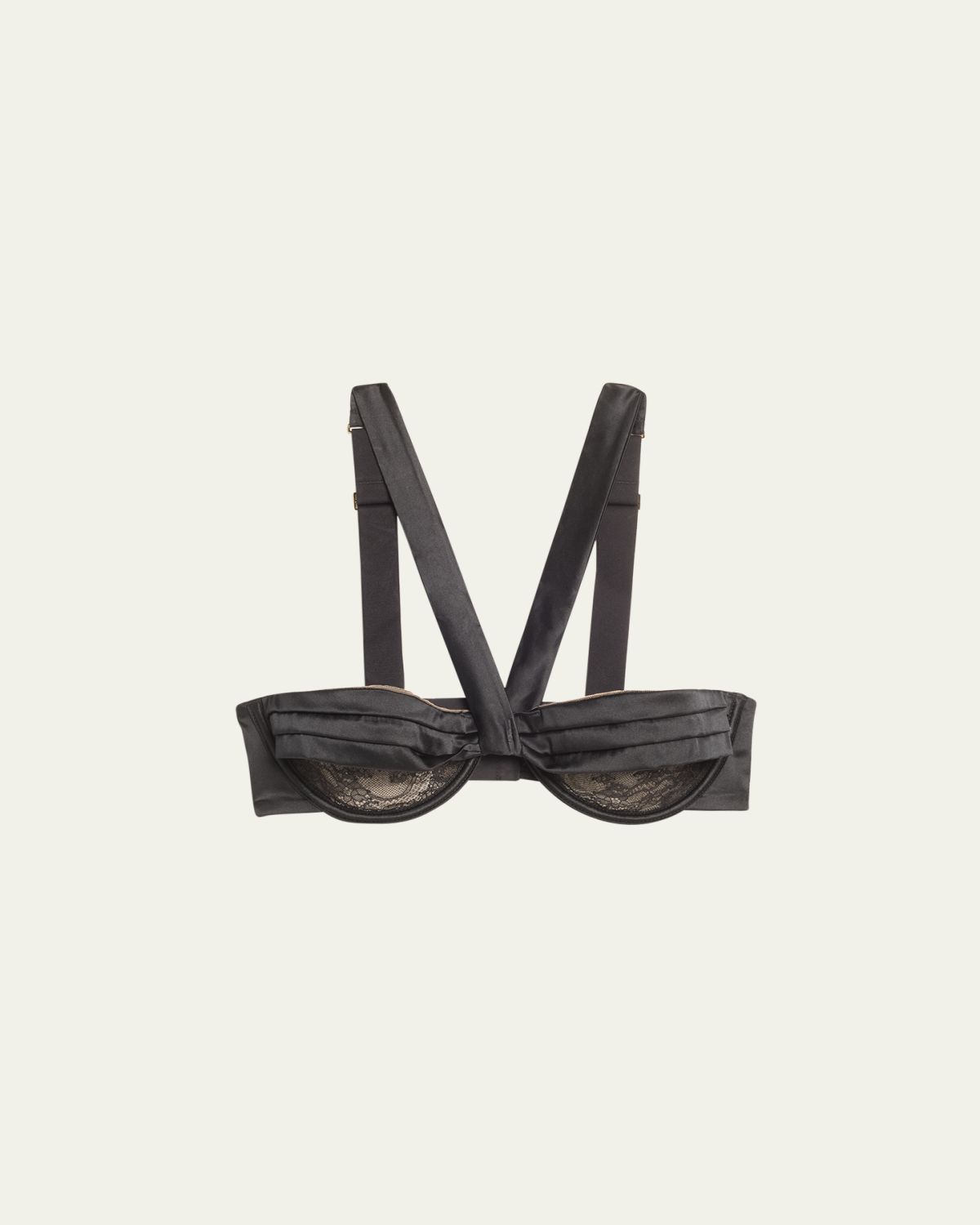 Livy Grenelle Lace & Pleated Satin Bustier Bra