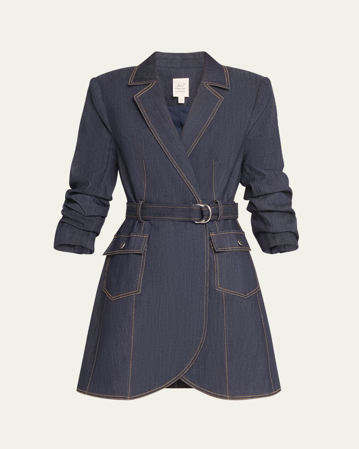 Cinq a Sept Jenessa Belted Denim Mini Wrap Shirtdress