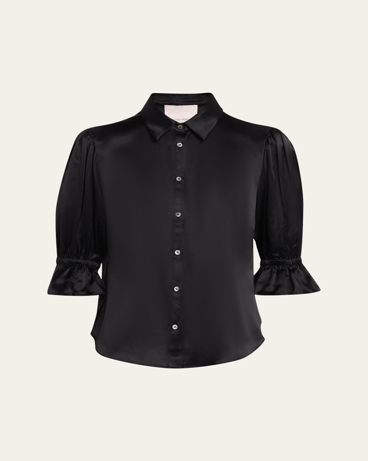 Cinq a Sept Fiona Silk Satin Short-Sleeve Top