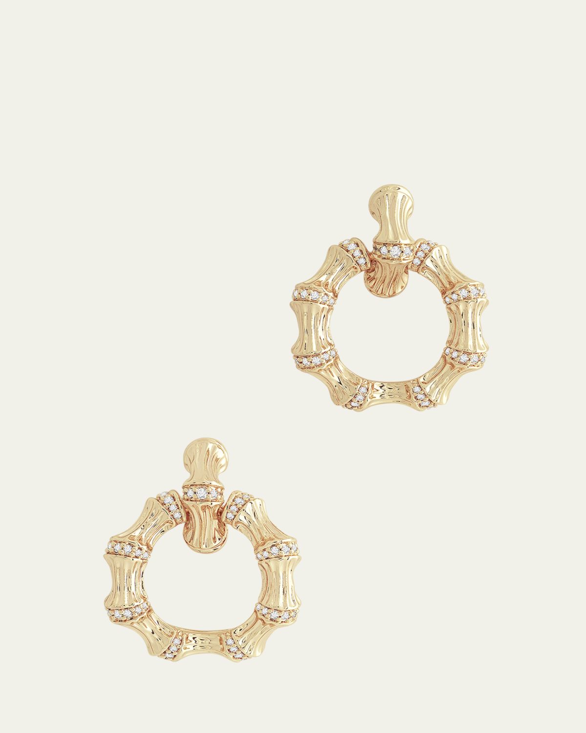 Anabel Aram Jewelry Cubic Zirconia Bamboo Double Hoop Earrings | Thumbnail 5
