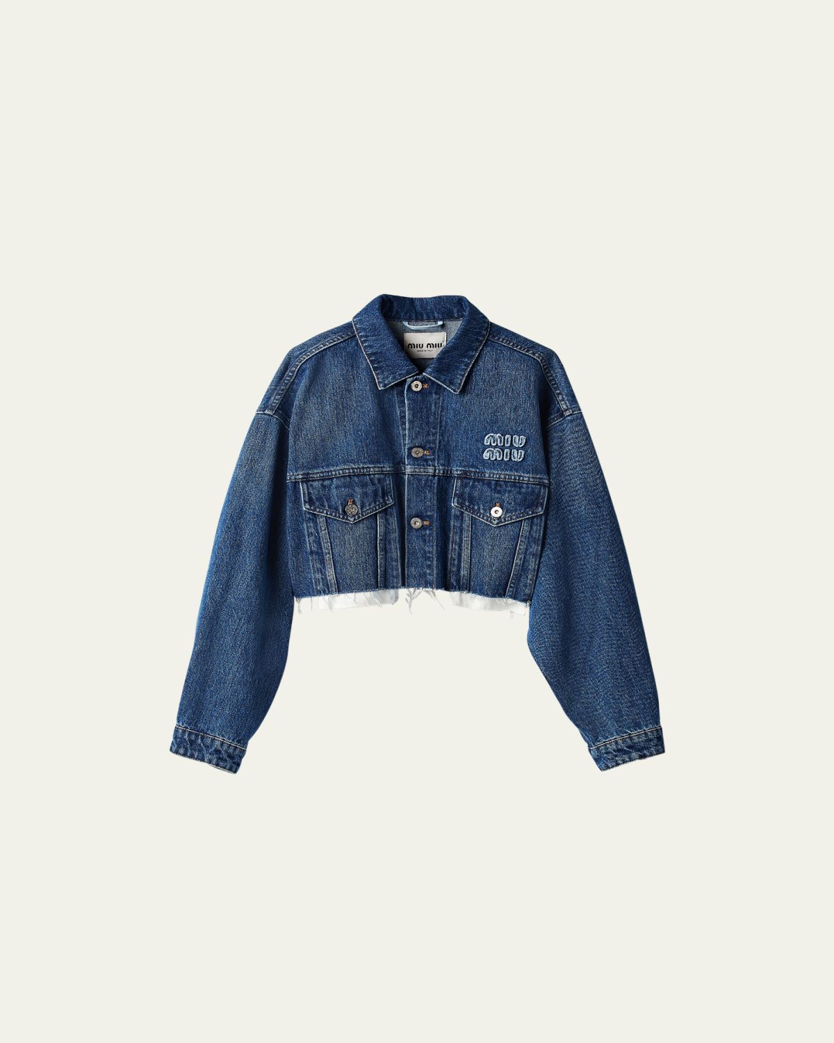 Miu Miu Logo Cropped Denim Jacket | Thumbnail 5