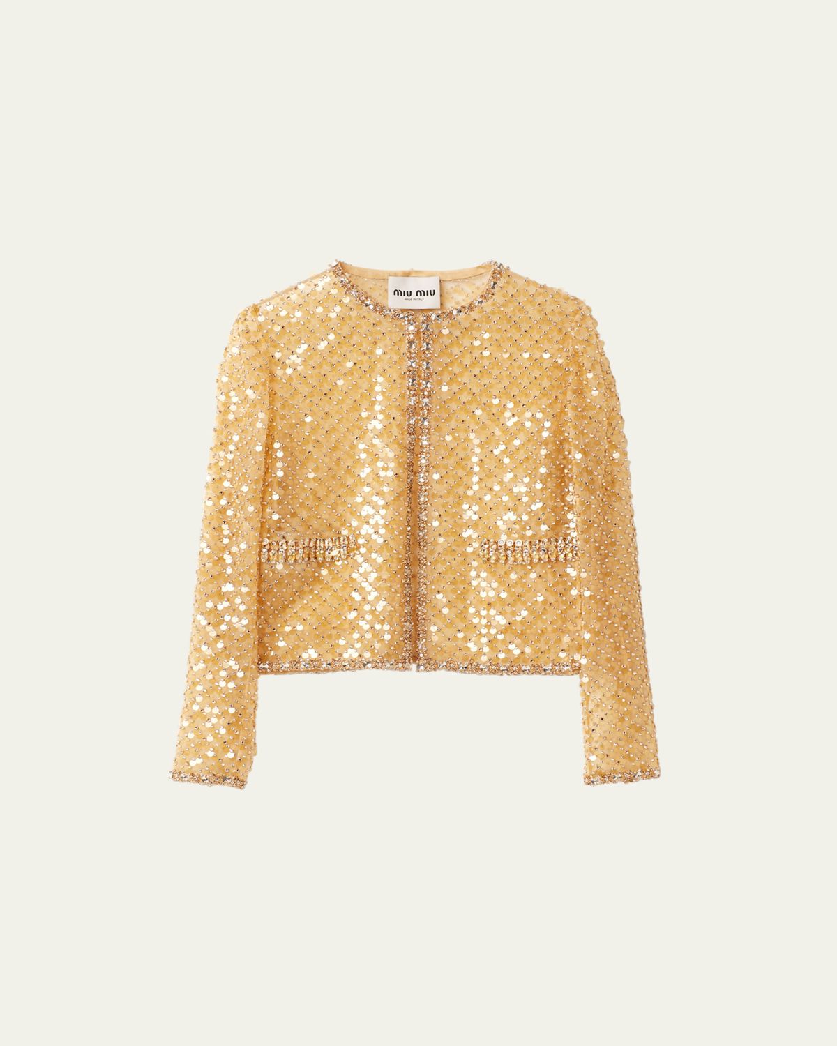 Miu Miu Sequined Crystal Cropped Jacket
