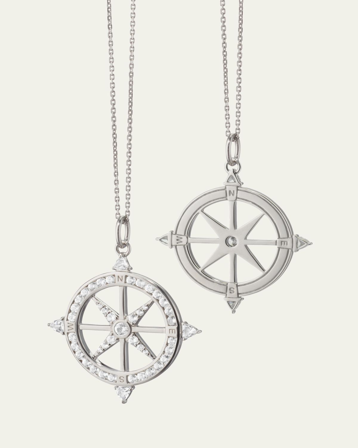 Monica Rich Kosann Adventure Sterling Silver and Sapphire Compass Necklace