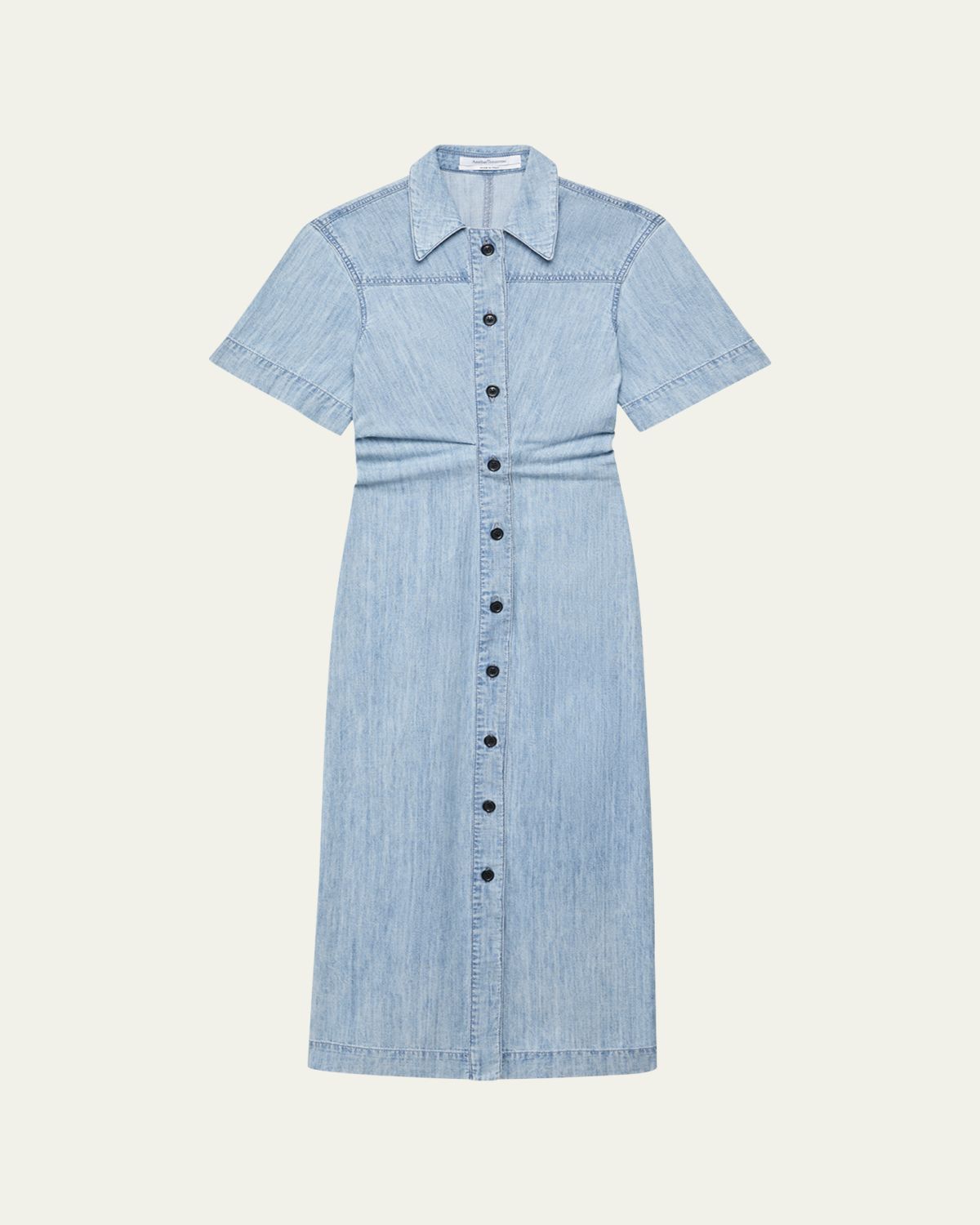 Another Tomorrow Cotton Chambray Bias Midi Shirt Dress