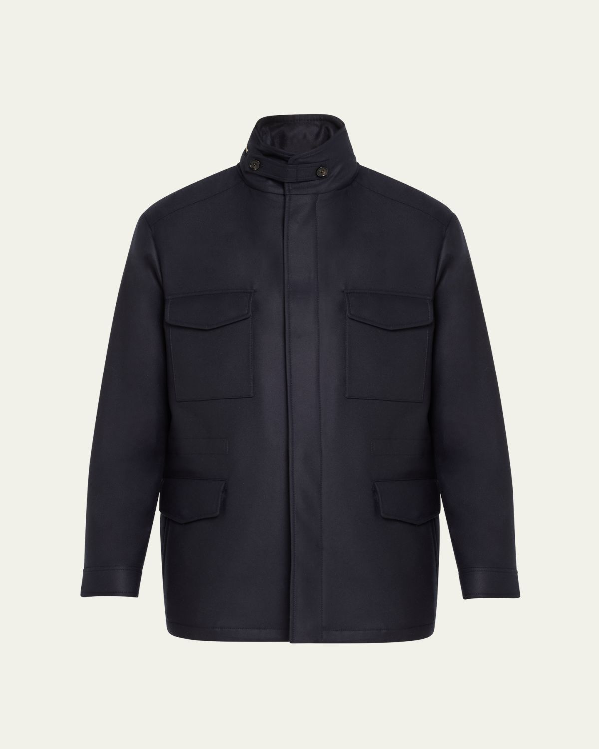 Loro Piana Men's Traveller Stand-Collar Wool Utility Coat