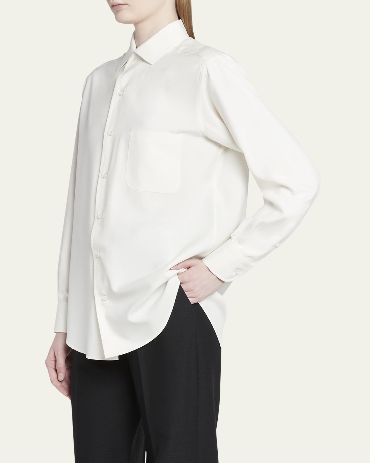 Loro Piana Andre Button Down Silk Blouse | Thumbnail 4