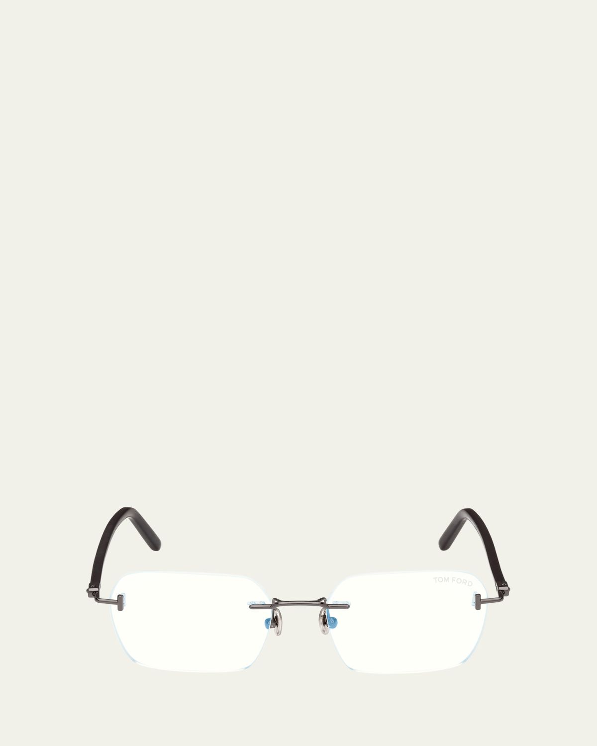 TOM FORD Men's Rimless Rectangle Blue Light-Blocking Glasses