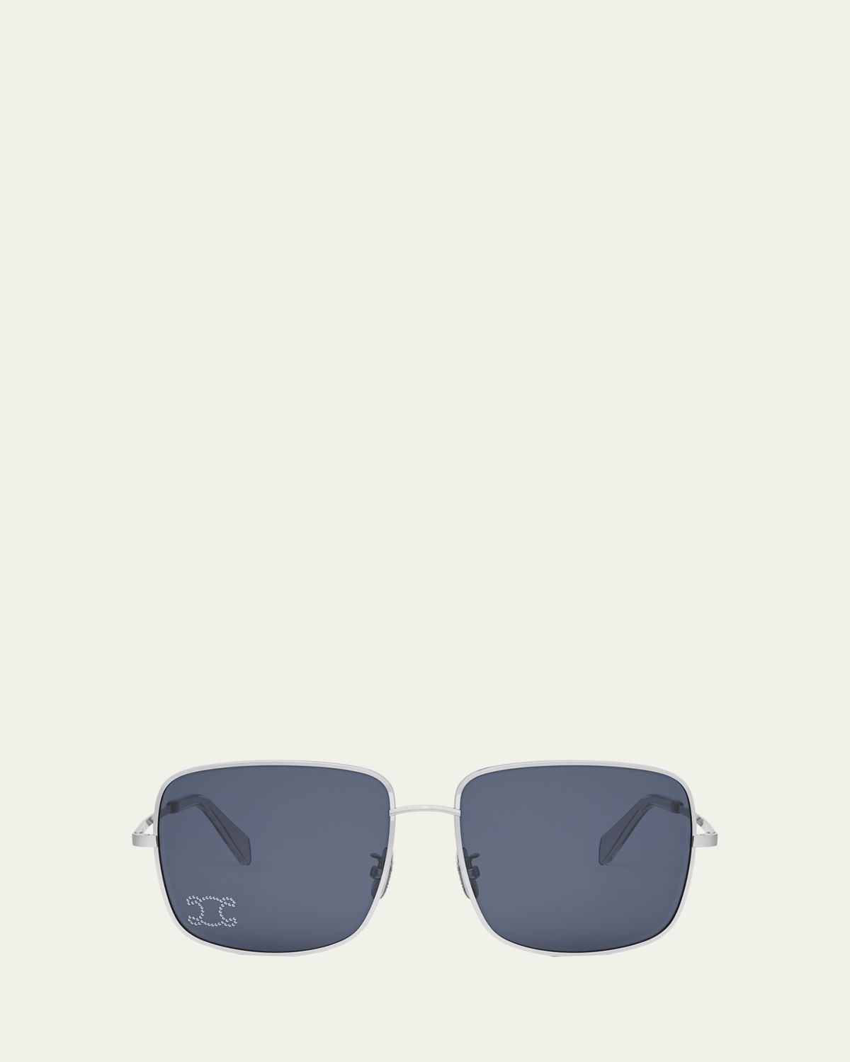 Celine Rhinestone Triomphe Metal Square Sunglasses