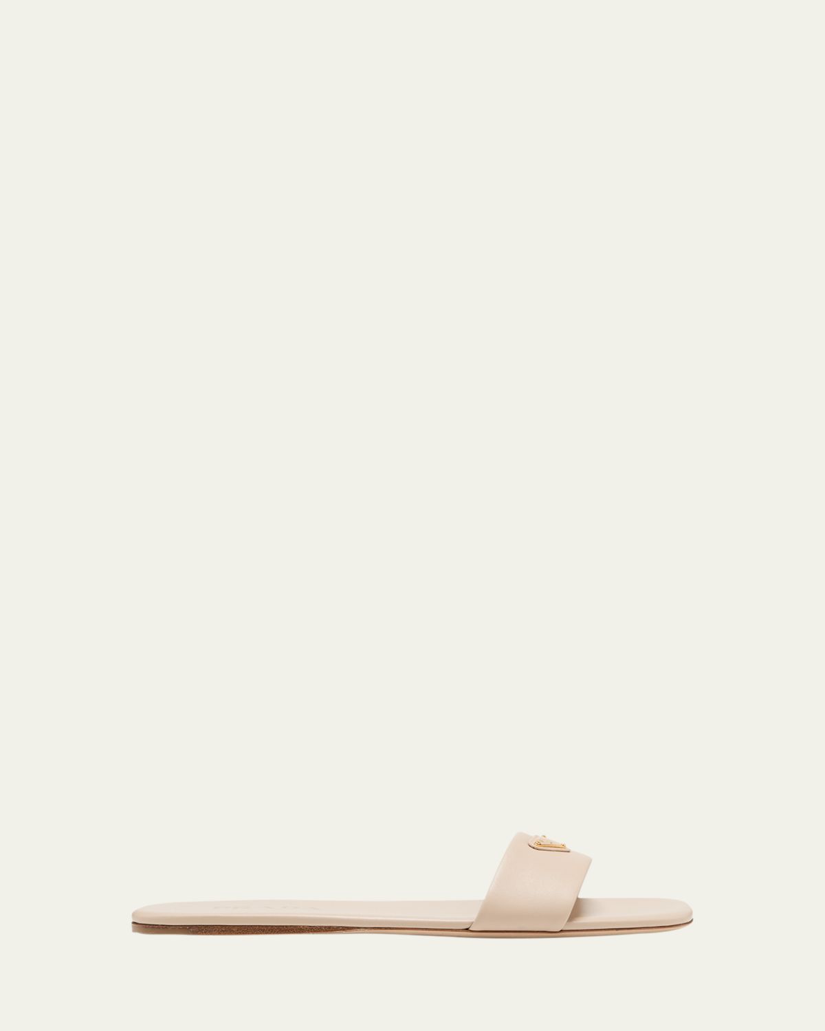 Prada Leather Logo Flat Slide Sandals