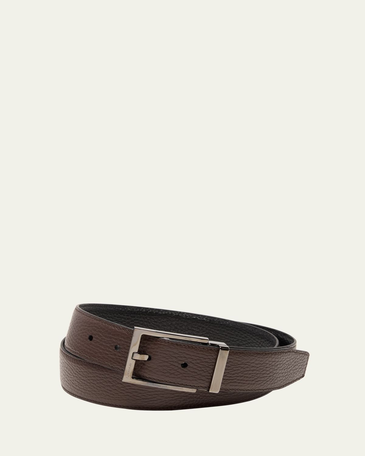 Ferragamo Men's Double Adjustable Square-Buckle Leather Belt | Thumbnail 3 Ferragamo Men's Double Adjustable Square-Buckle Leather Belt | Thumbnail 3