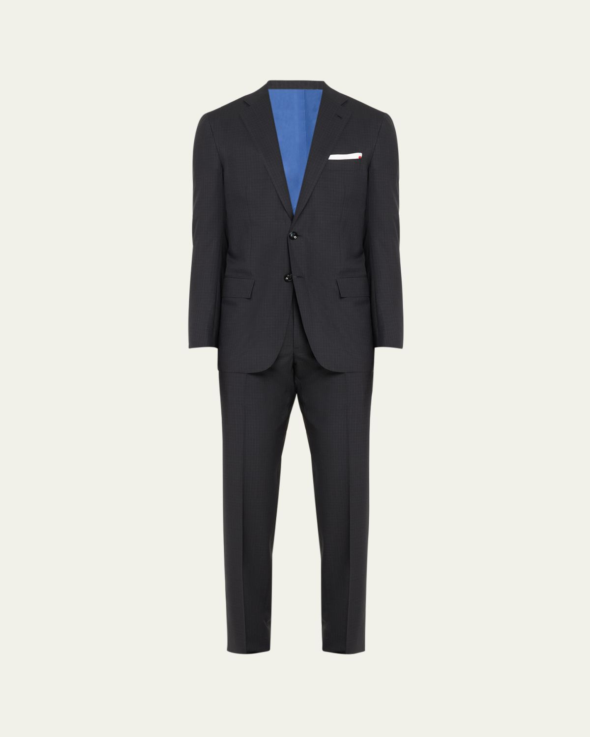 Kiton Men's Grid Check Wool Suit
