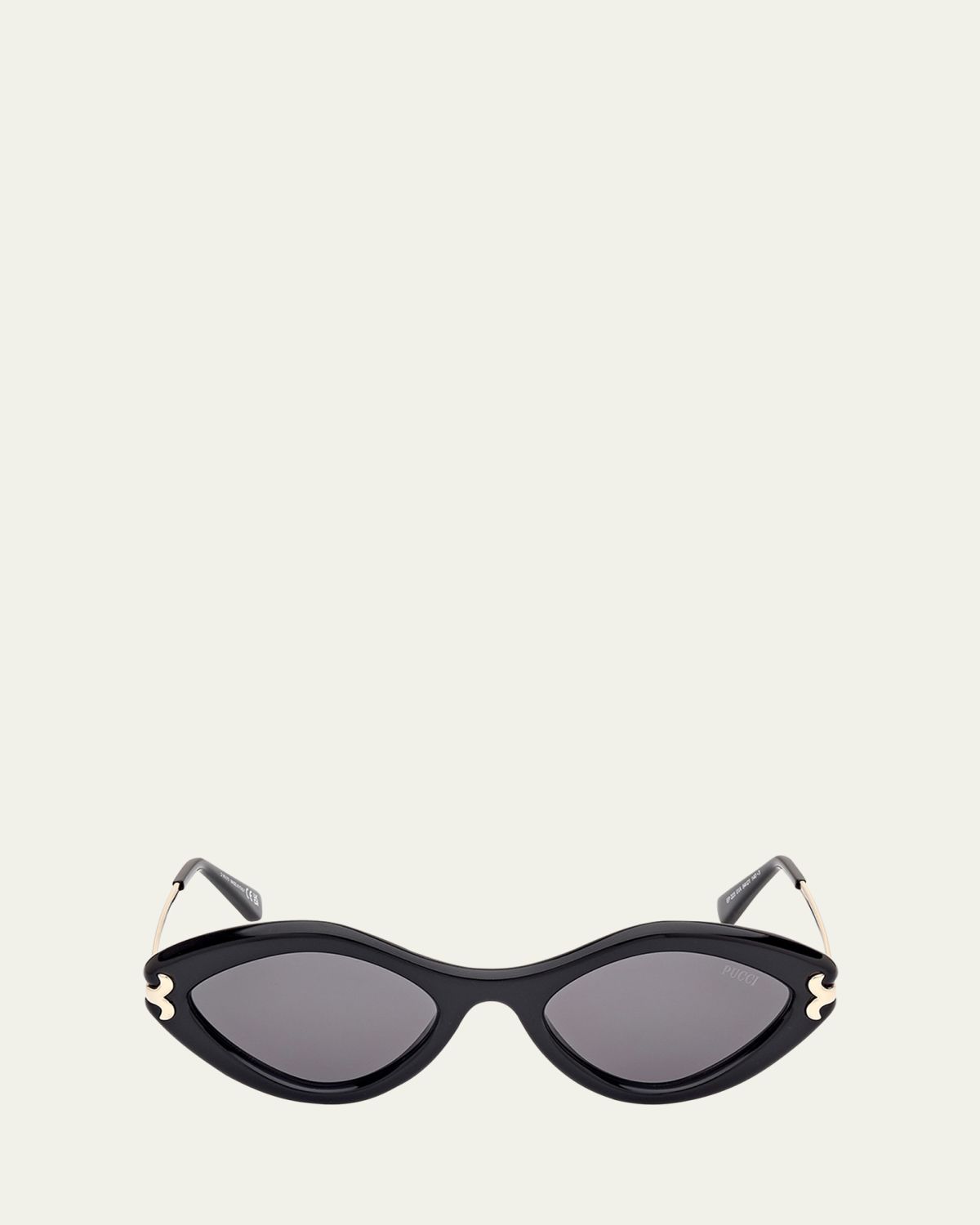 Pucci Logo Acetate & Metal Oval Sunglasses