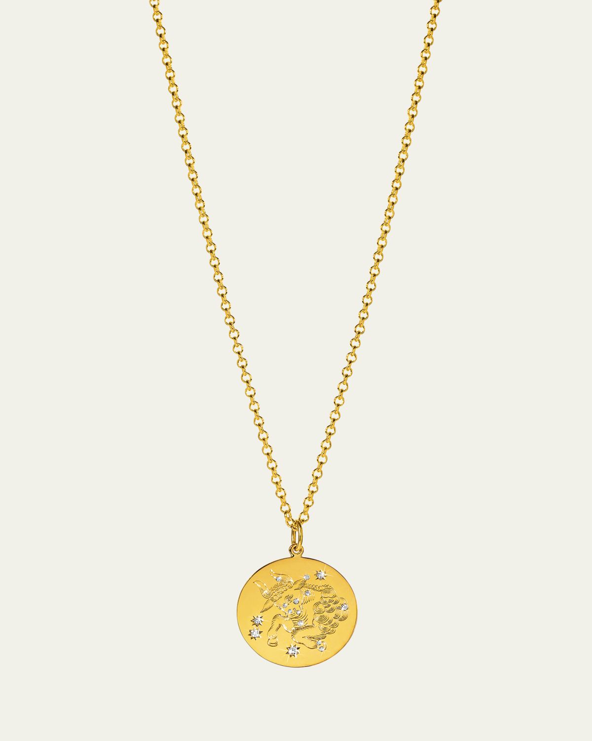 Verdura 18K Yellow Gold Taurus Zodiac Pendant Necklace with Diamonds