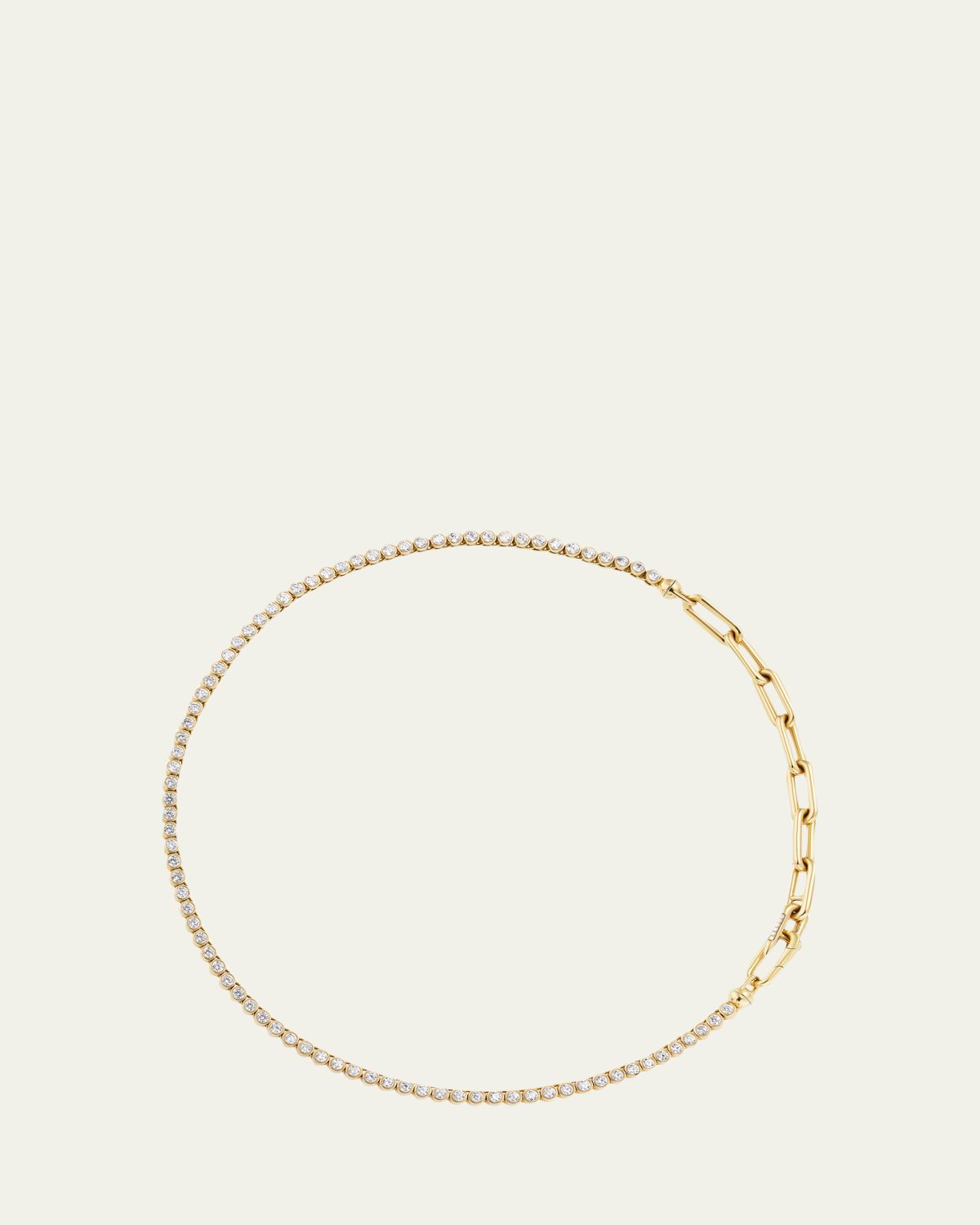 Uniform Object 18K Yellow Gold Diamond Bezel and Chain Extender Necklace