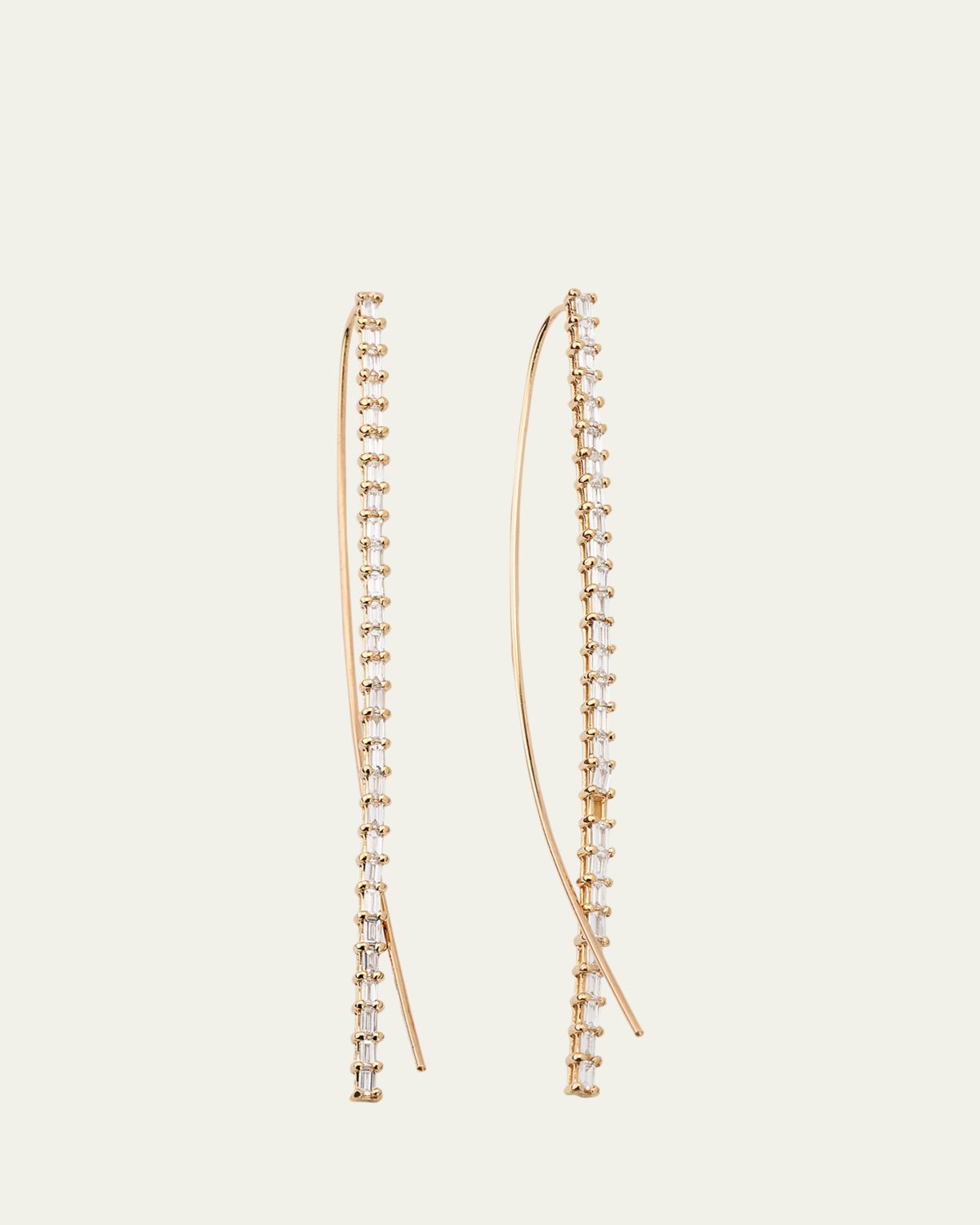 Lana 14K Gold Baguette Diamond Narrow Upside-Down Threader Hoop Earrings | Thumbnail 5 Lana 14K Gold Baguette Diamond Narrow Upside-Down Threader Hoop Earrings | Thumbnail 5