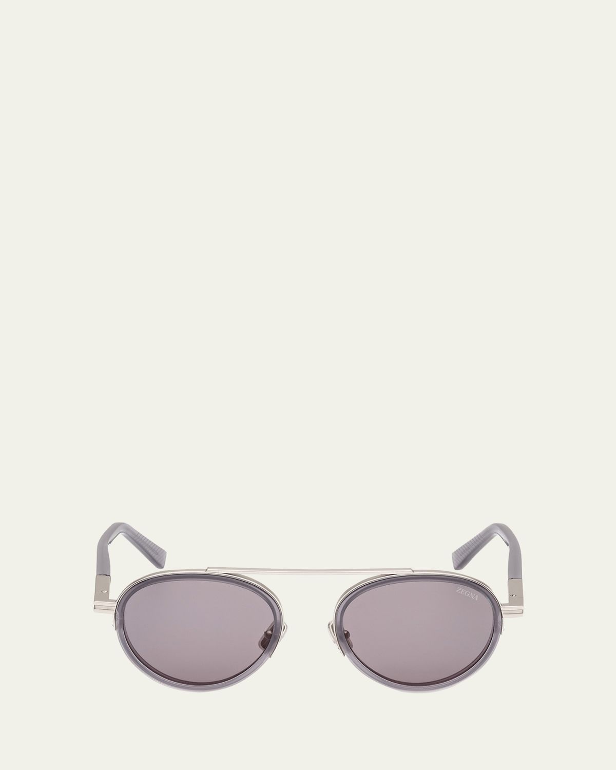 ZEGNA Men's ORIZZONTE II Metal-Acetate Round Sunglasses | Thumbnail 4
