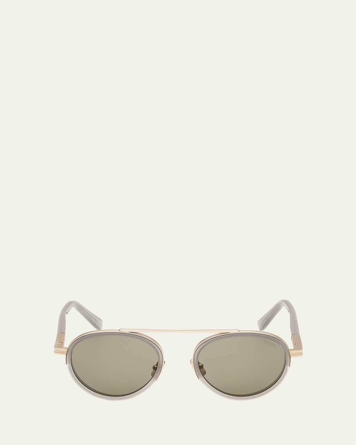 ZEGNA Men's ORIZZONTE II Metal-Acetate Round Sunglasses