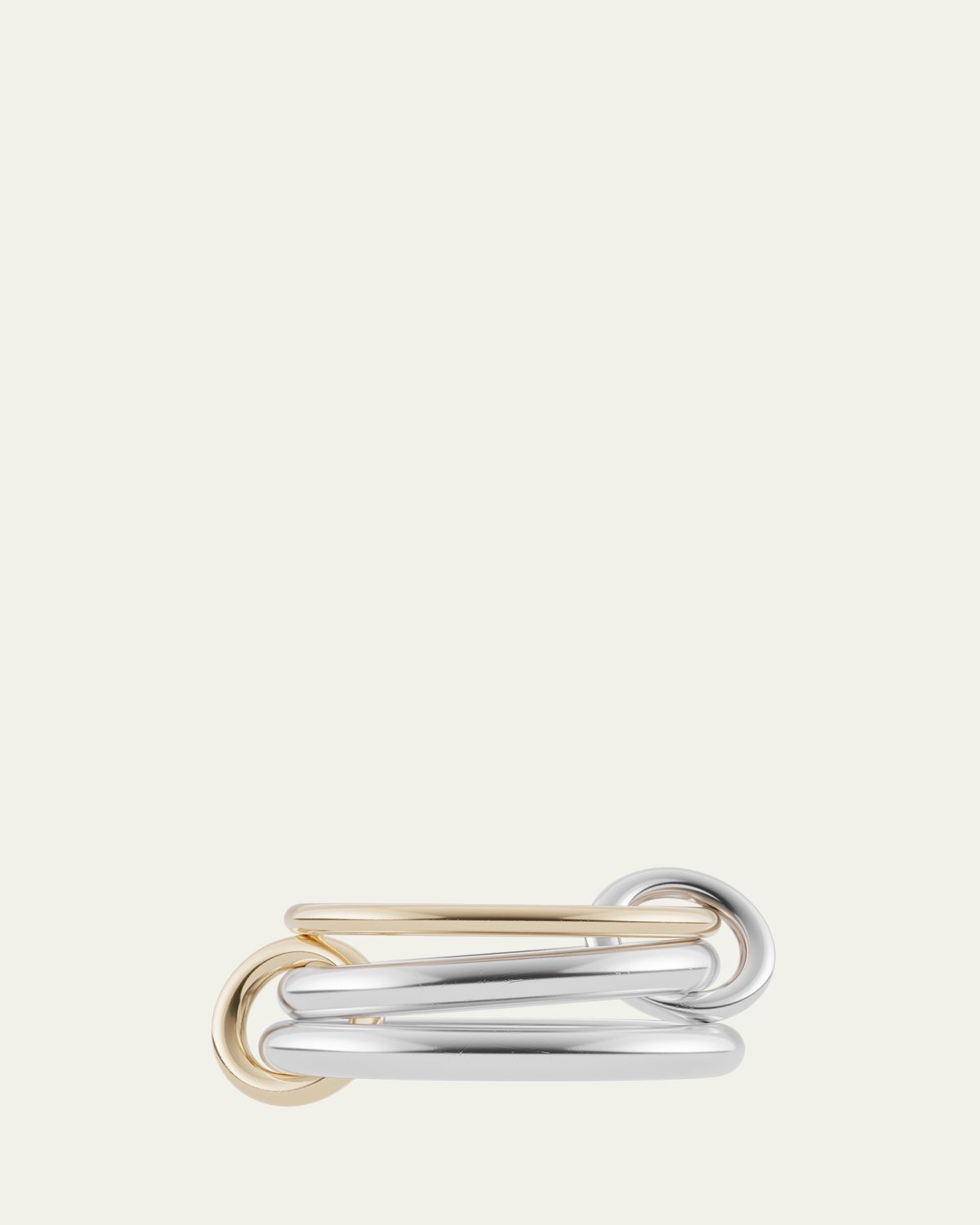 Spinelli Kilcollin Scorpio Silver and Gold 3 Linked Ring, Size 6.5