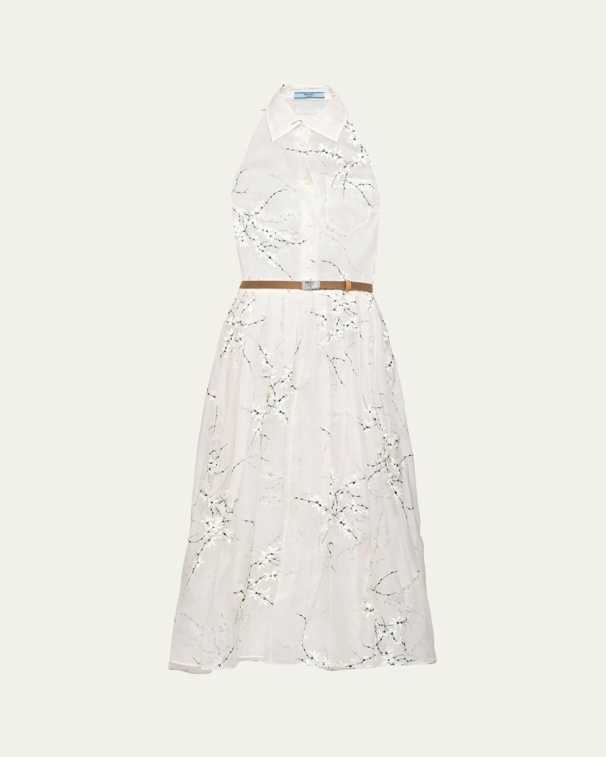 Prada Floral Embroidered Organza Fit-Flare Midi Dress | Thumbnail 5 Prada Floral Embroidered Organza Fit-Flare Midi Dress | Thumbnail 5