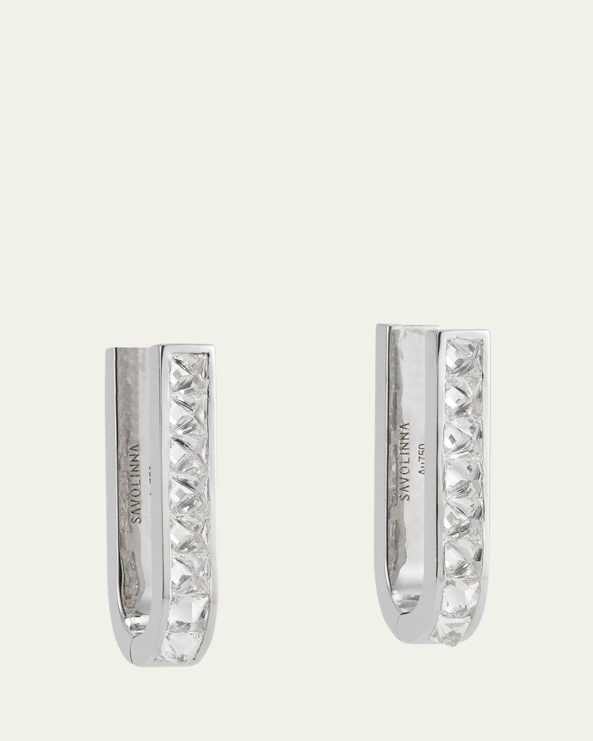 Savolinna Be Spiked Single Row Diamond Huggie Hoop Earrings