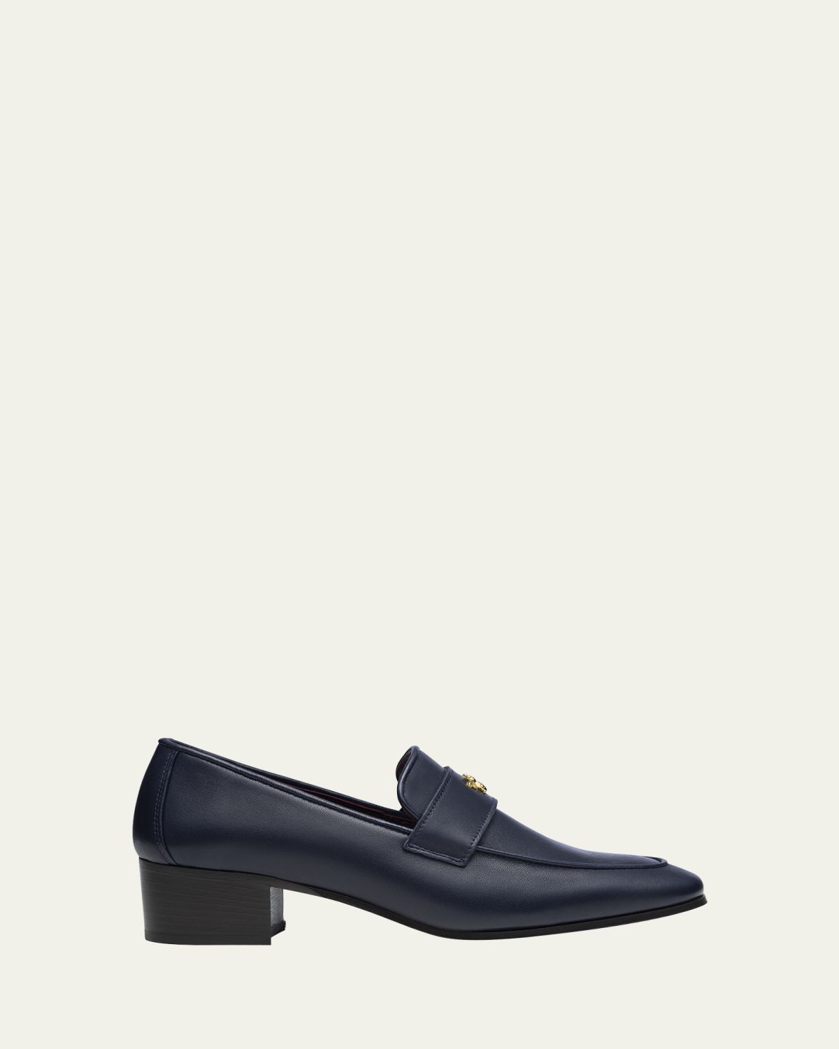 Bougeotte Leather Medallion Heeled Loafers