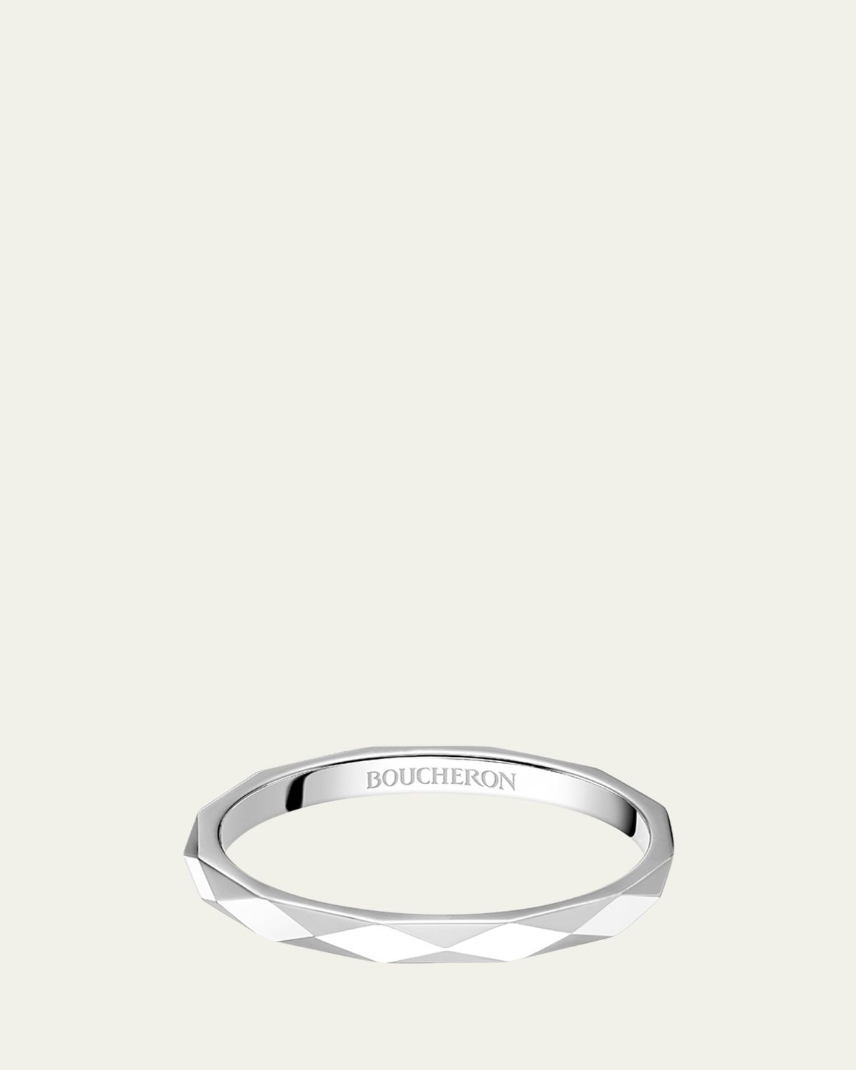 Boucheron Facette Medium Platinum Wedding Band Ring, Size 53