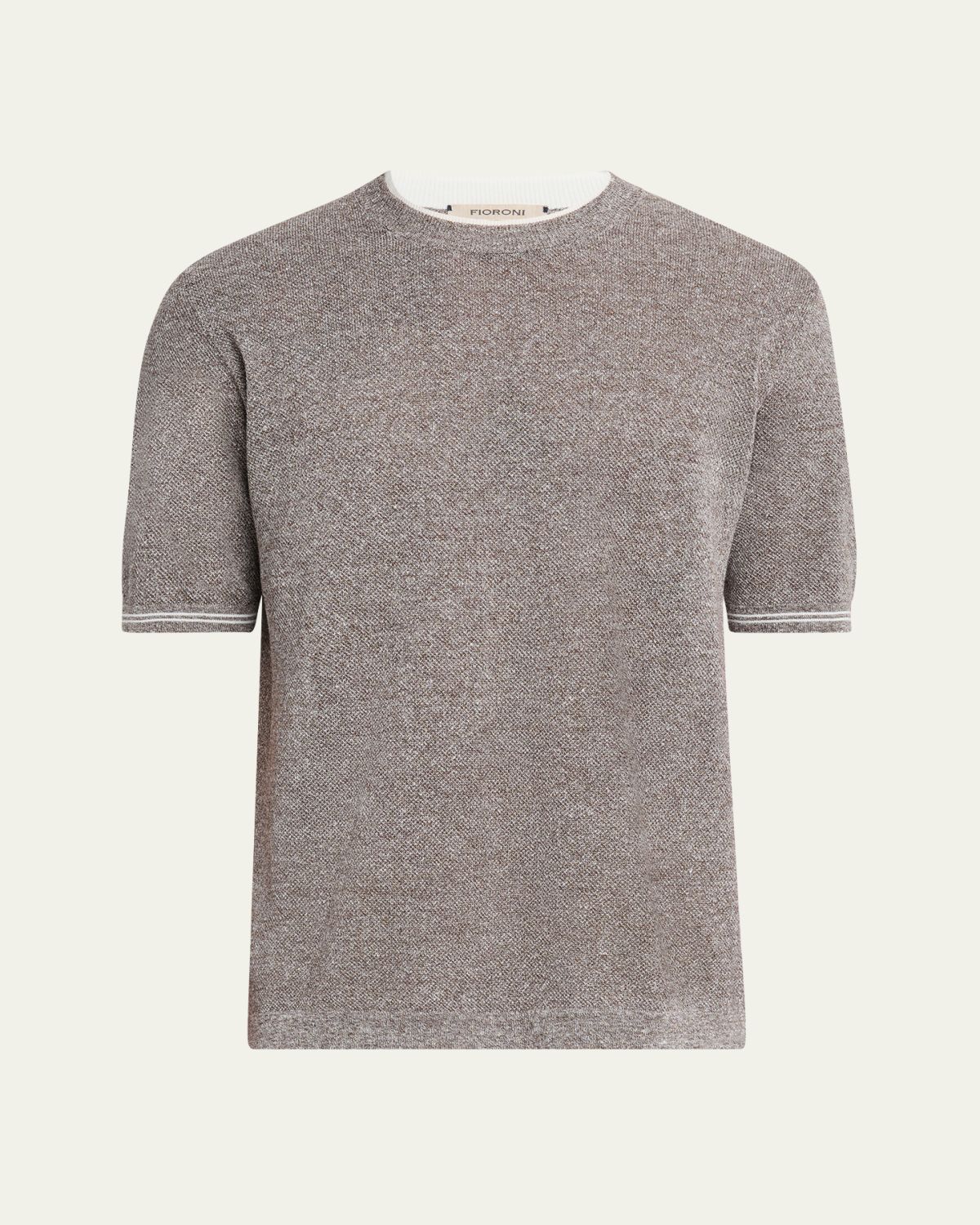 Fioroni Men's Linen-Cotton Pique Crewneck T-Shirt