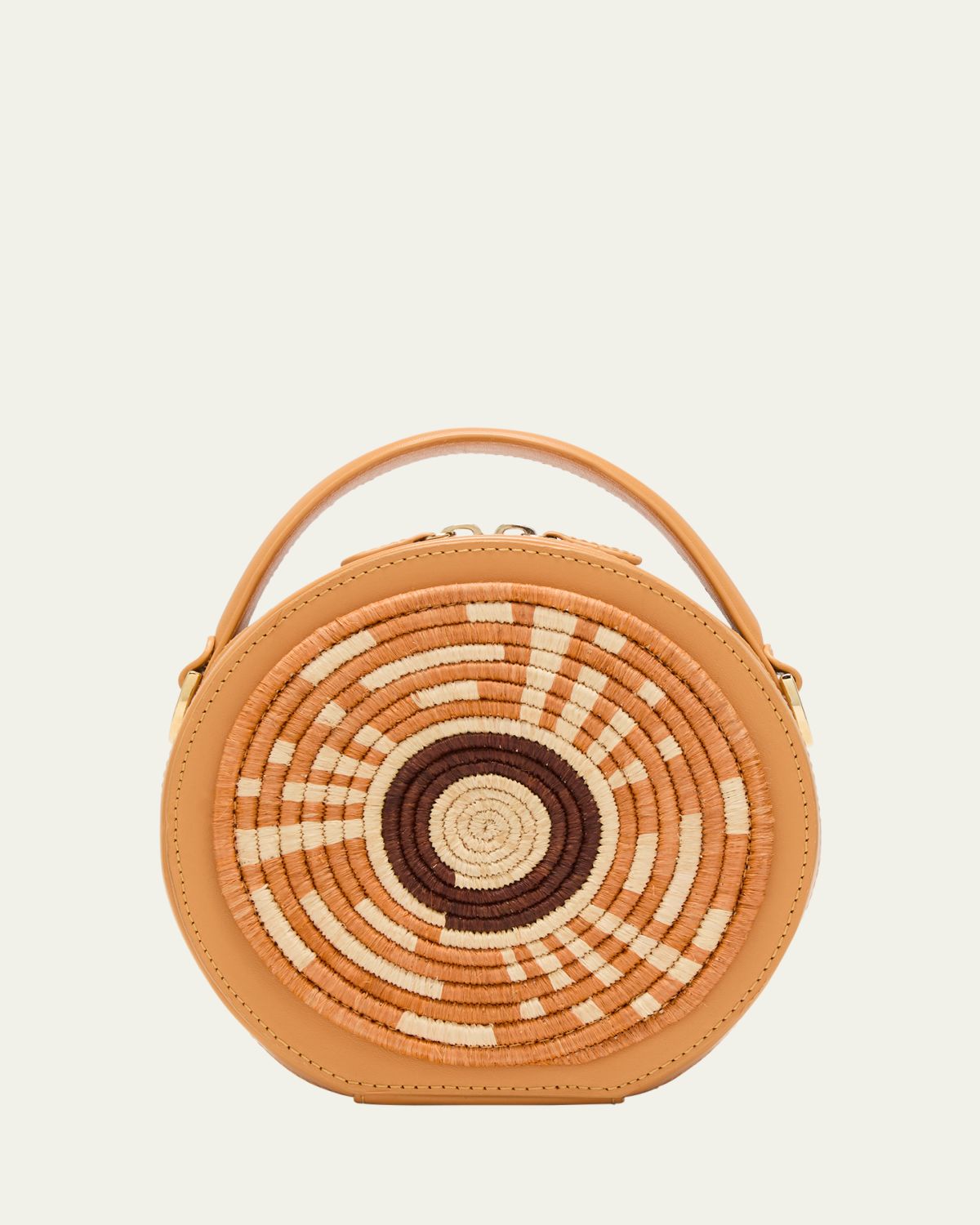 EILAF Rwenzori Round Leather & Straw Top-Handle Bag