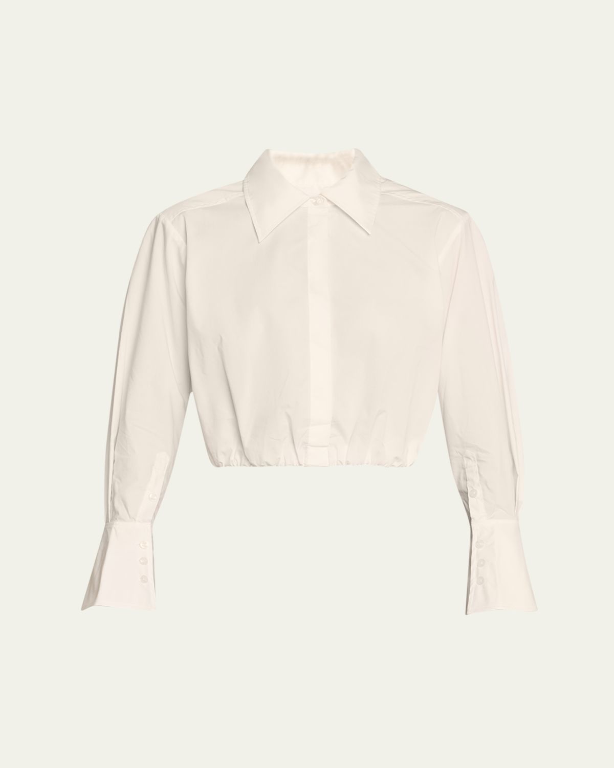 SIMKHAI Blythe Cotton Poplin Button-Front Crop Shirt