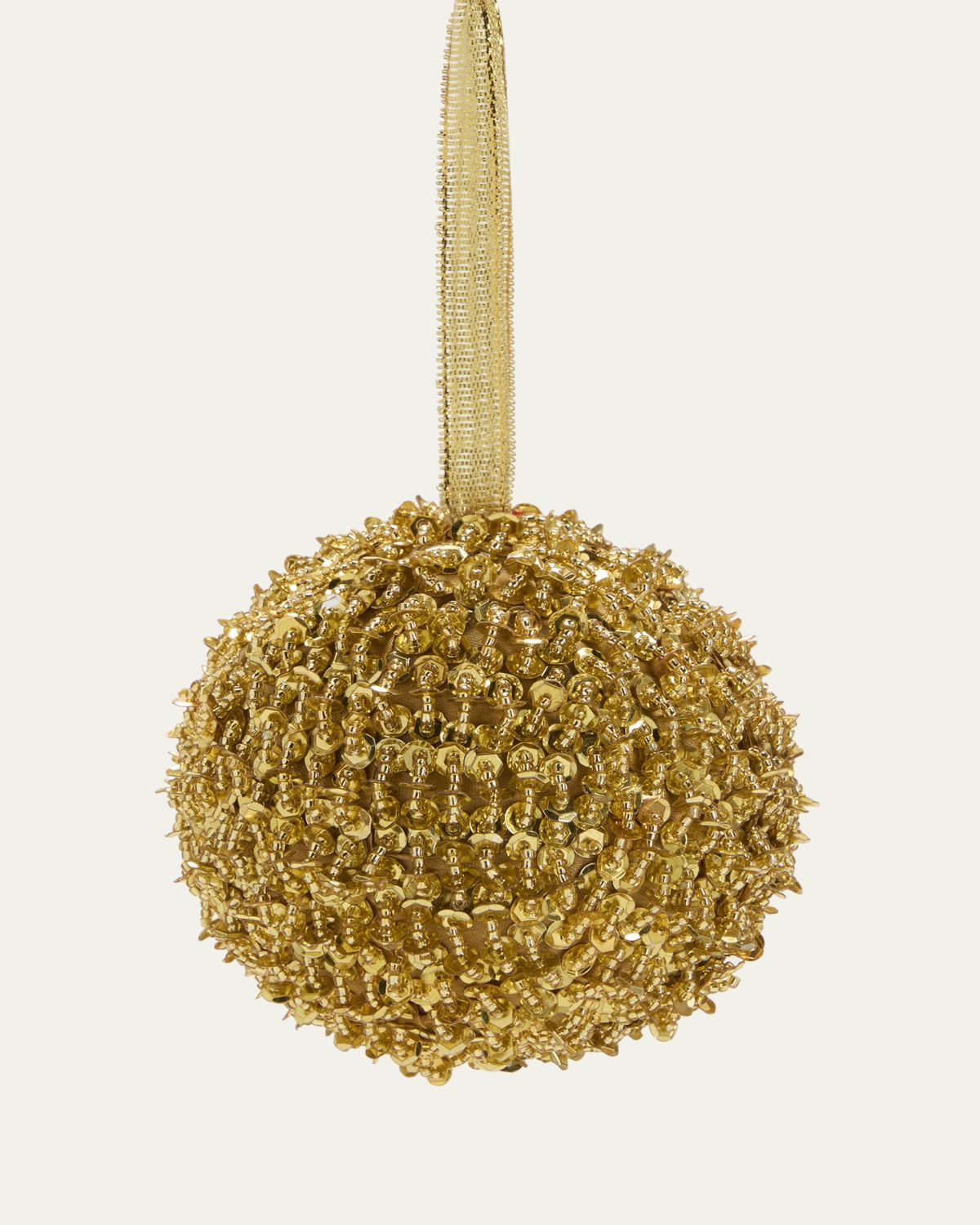 Sudha Pennathur Gold Bead Sequin Ball Ornament