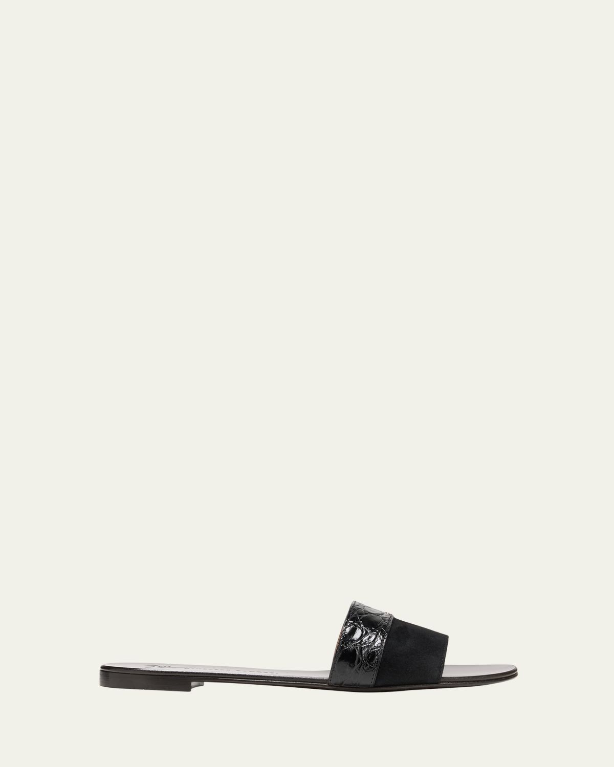 Giuseppe Zanotti Mixed Leather Flat Slide Sandals