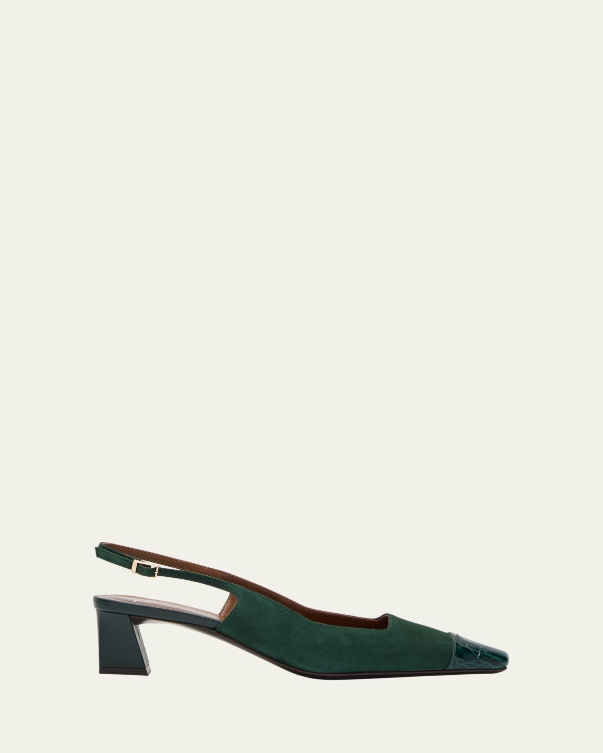 Giuseppe Zanotti Mixed Leather Cap-Toe Slingback Pumps