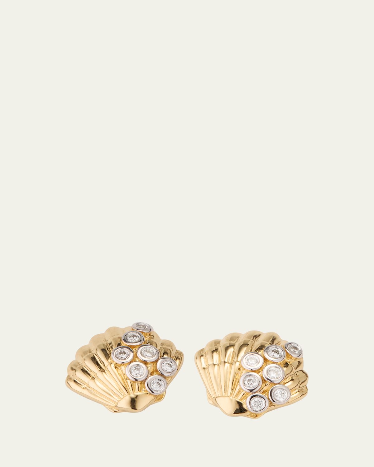 Sydney Evan Clam Shell 14K Gold Diamond Stud Earring, Single | Thumbnail 5
