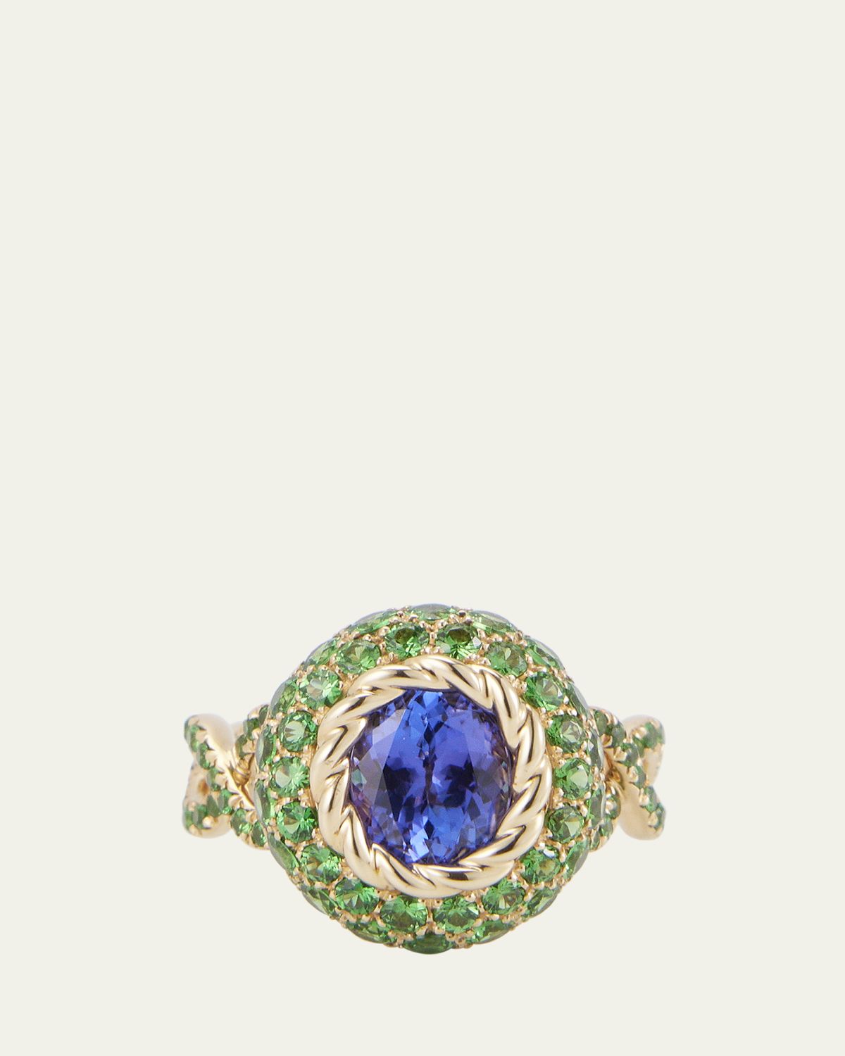 Mellerio 18K Yellow Gold Blue Velvet Ring with Tanzanite and Tsavorite