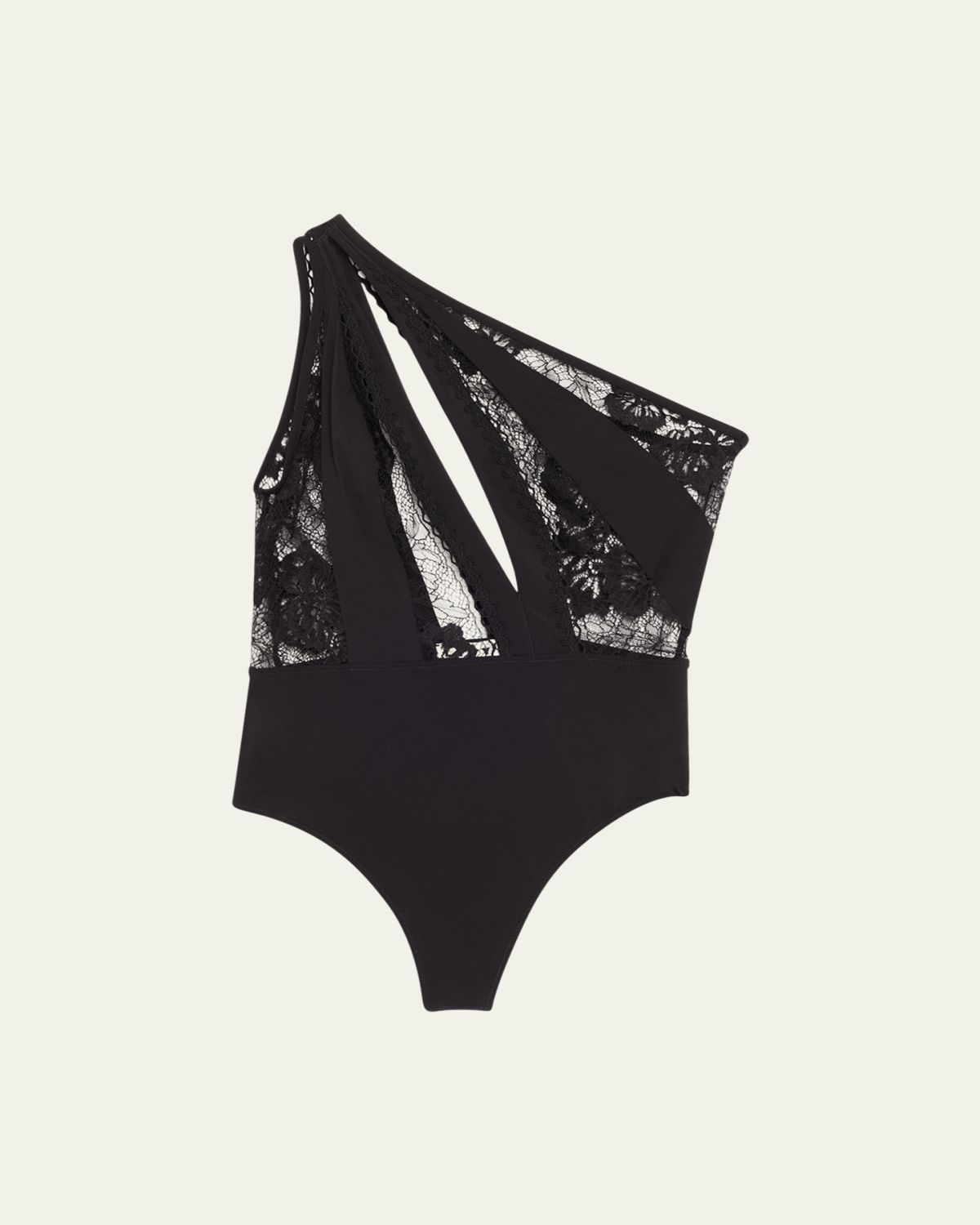 Livy Broadway Cutout Microfiber and Lace Bodysuit