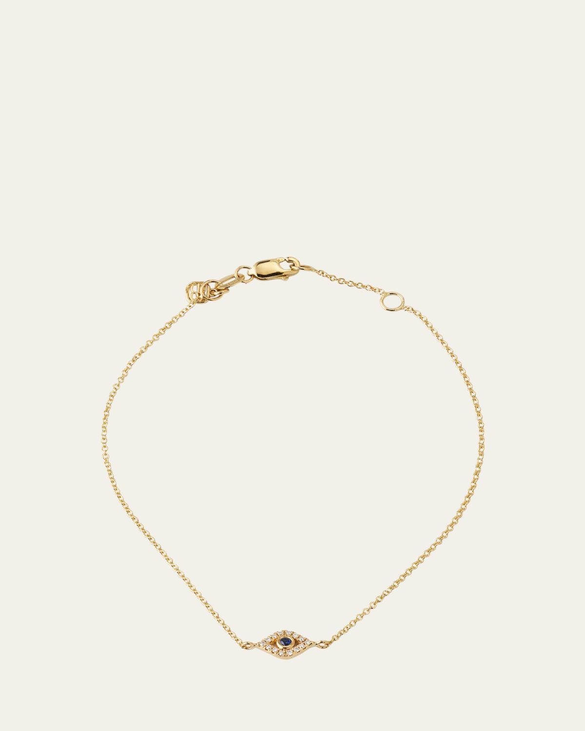 Sydney Evan 14K Yellow Gold and Diamond Small Bezel Evil Eye Bracelet | Thumbnail 5