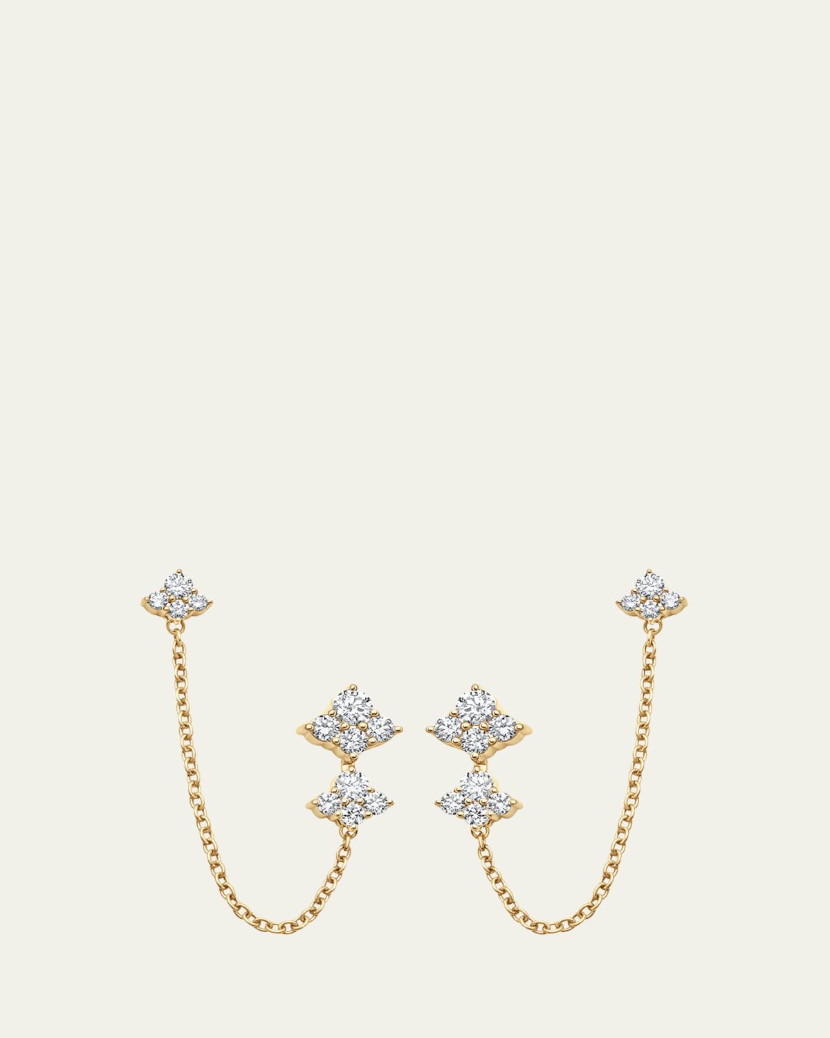 Sara Weinstock 18K Yellow Gold Dujour Diamond Cluster Drop Chain Earrings