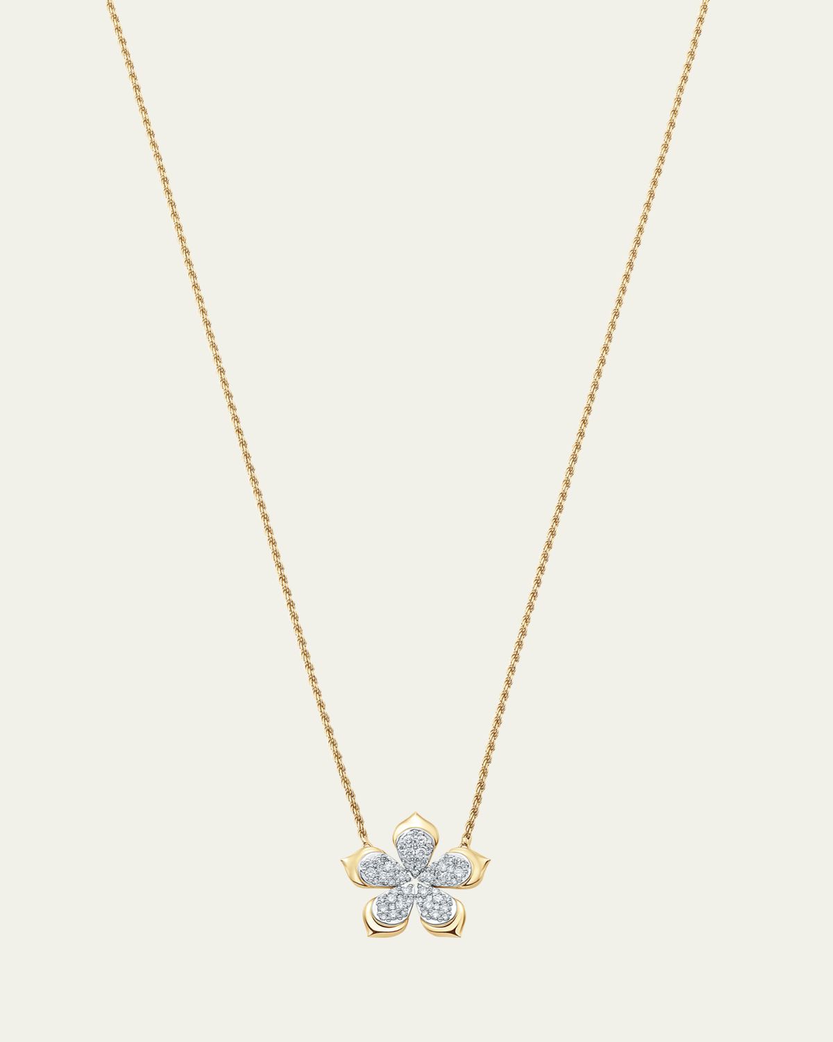 Sara Weinstock 18K Two-Tone Gold Lierre Pear Diamond Flower Station Necklace