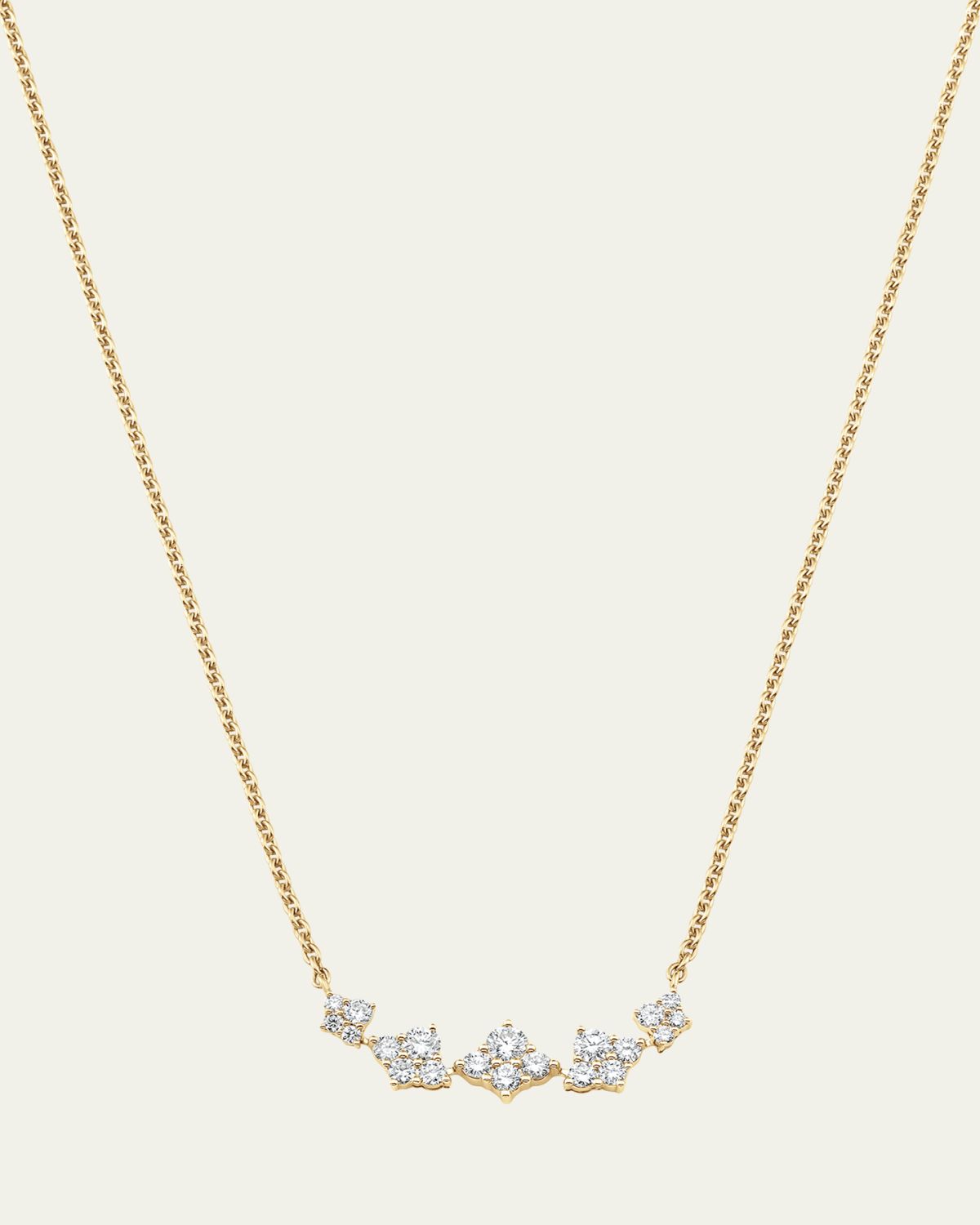 Sara Weinstock 18K Yellow Gold Dujour Graduated Diamond Cluster Station Necklace