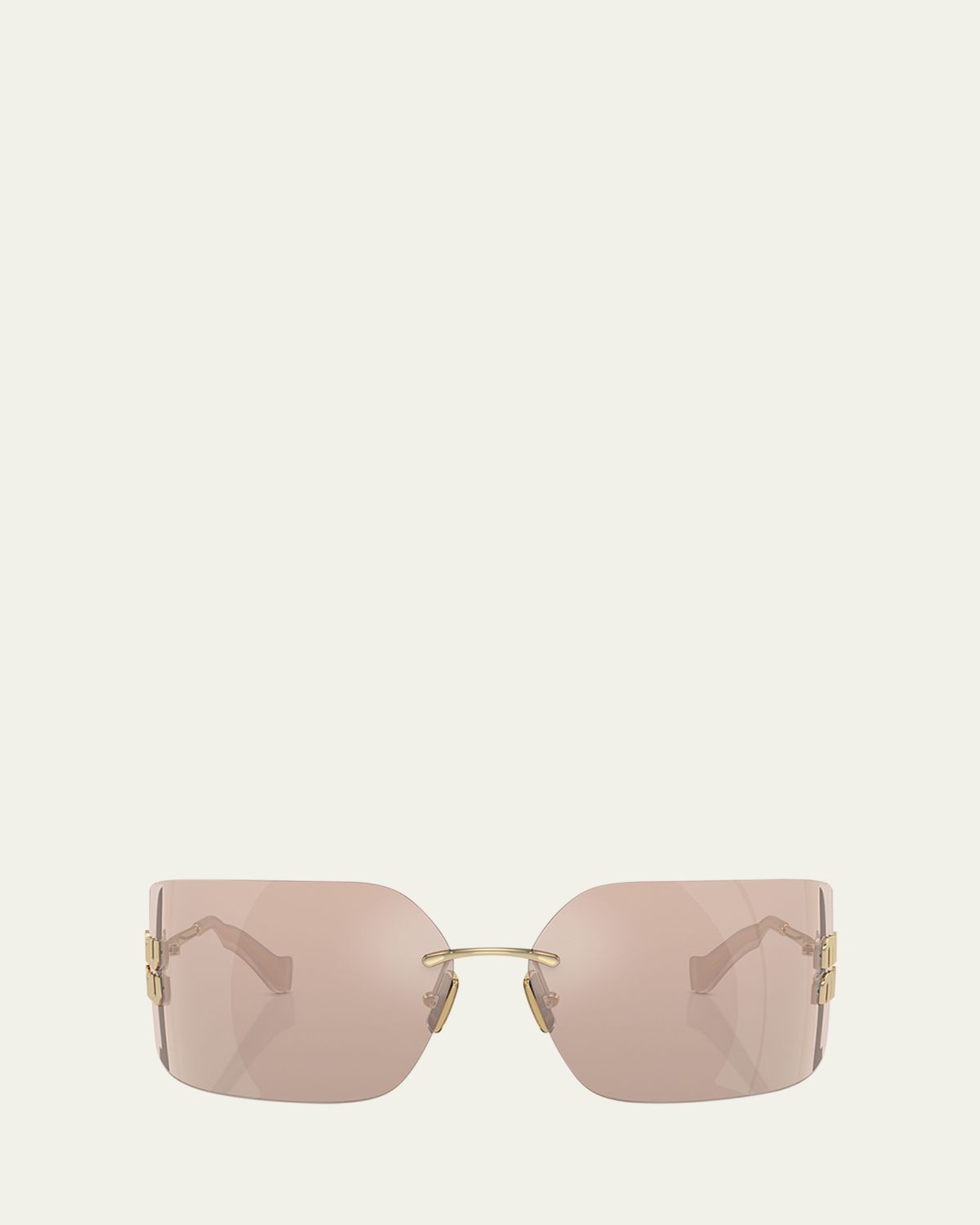 Miu Miu Metal Rimless Wrap Sunglasses