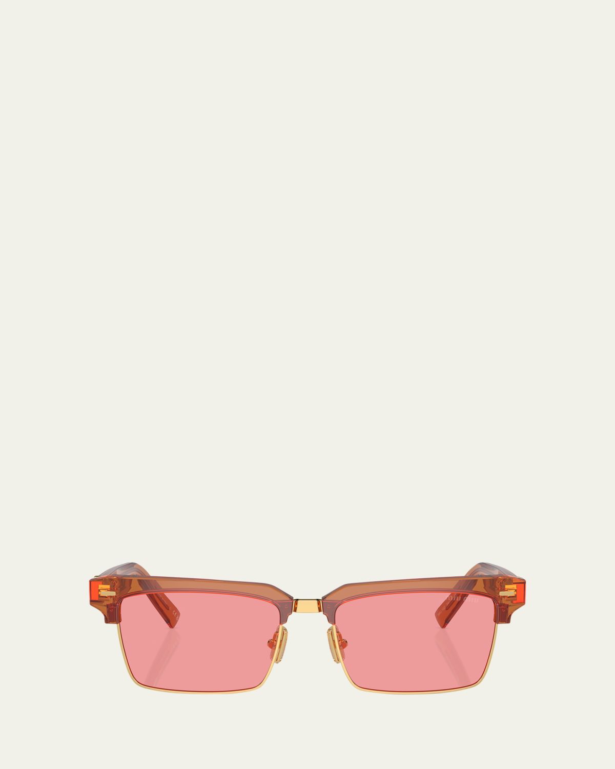 Miu Miu Logo Mixed-Media Square Sunglasses