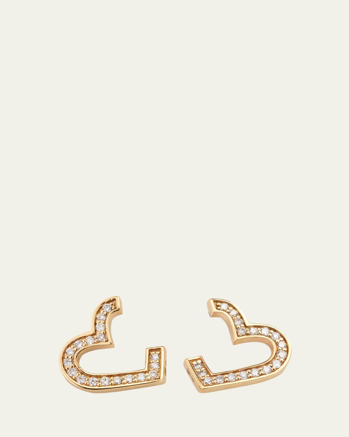 Sydney Evan 14K Yellow Gold Small Diamond Pave Heart Wrap Hoop Earrings | Thumbnail 5