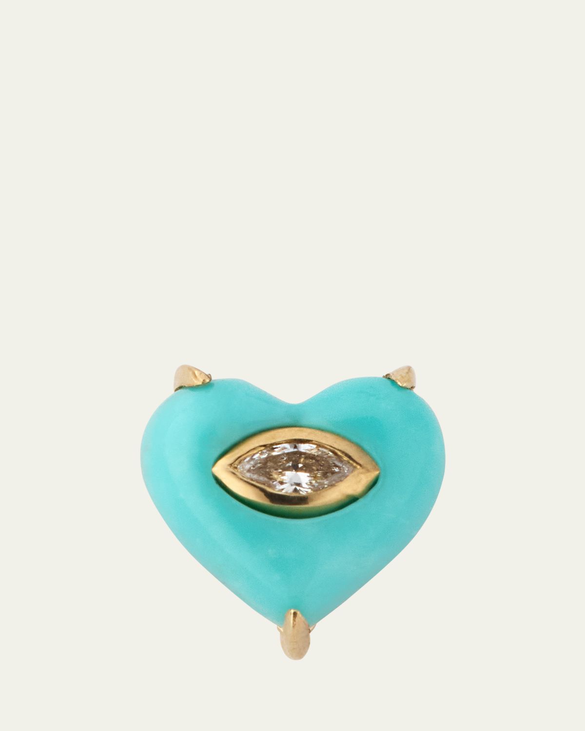 Sydney Evan 14K Yellow Gold Marquis Diamond and Turquoise Heart Earring, Single | Thumbnail 5 Sydney Evan 14K Yellow Gold Marquis Diamond and Turquoise Heart Earring, Single | Thumbnail 5