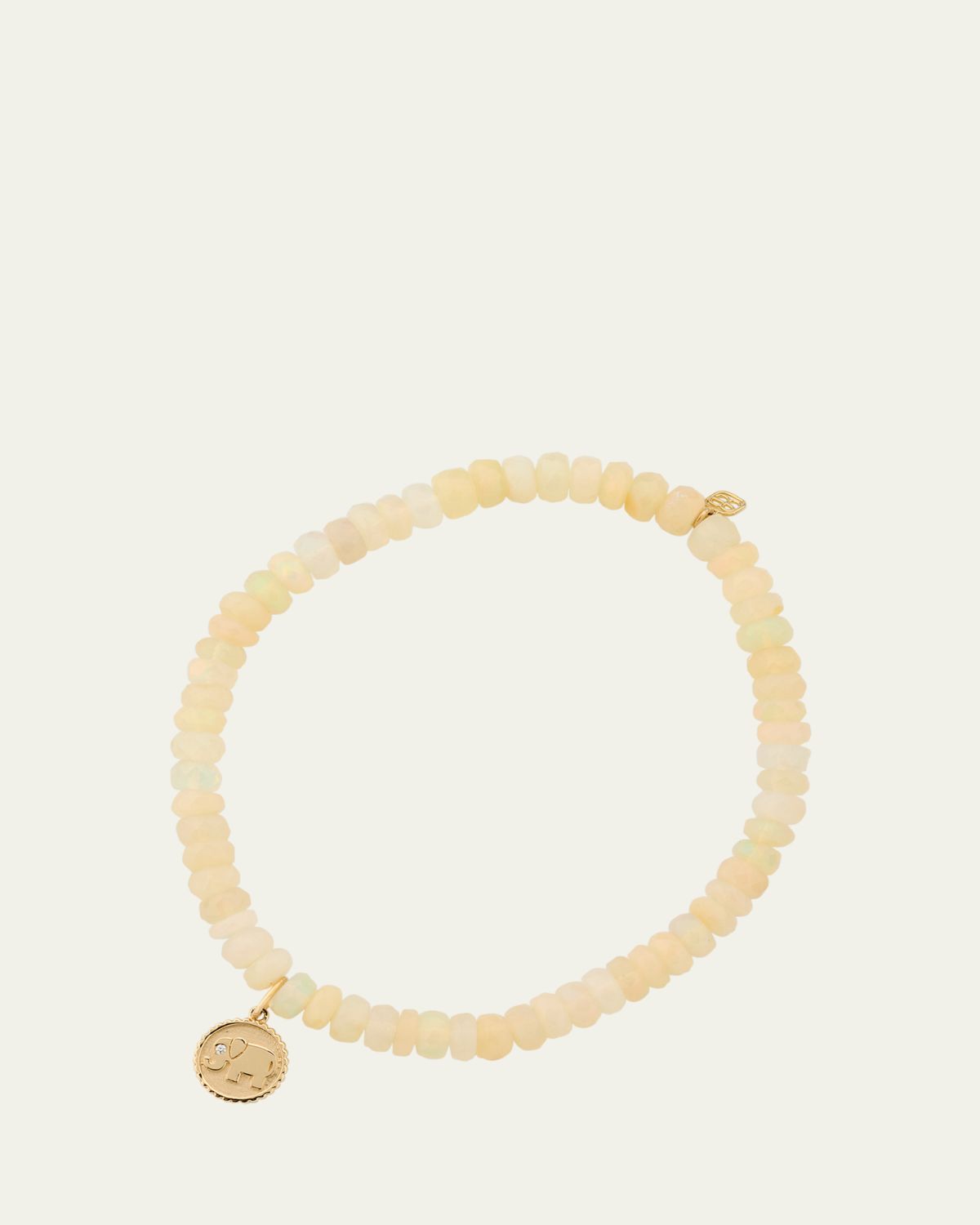 Sydney Evan 14K Yellow Gold Tiny Elephant Coin Charm on Opal Beaded Bracelet with One Diamond | Thumbnail 5 Sydney Evan 14K Yellow Gold Tiny Elephant Coin Charm on Opal Beaded Bracelet with One Diamond | Thumbnail 5