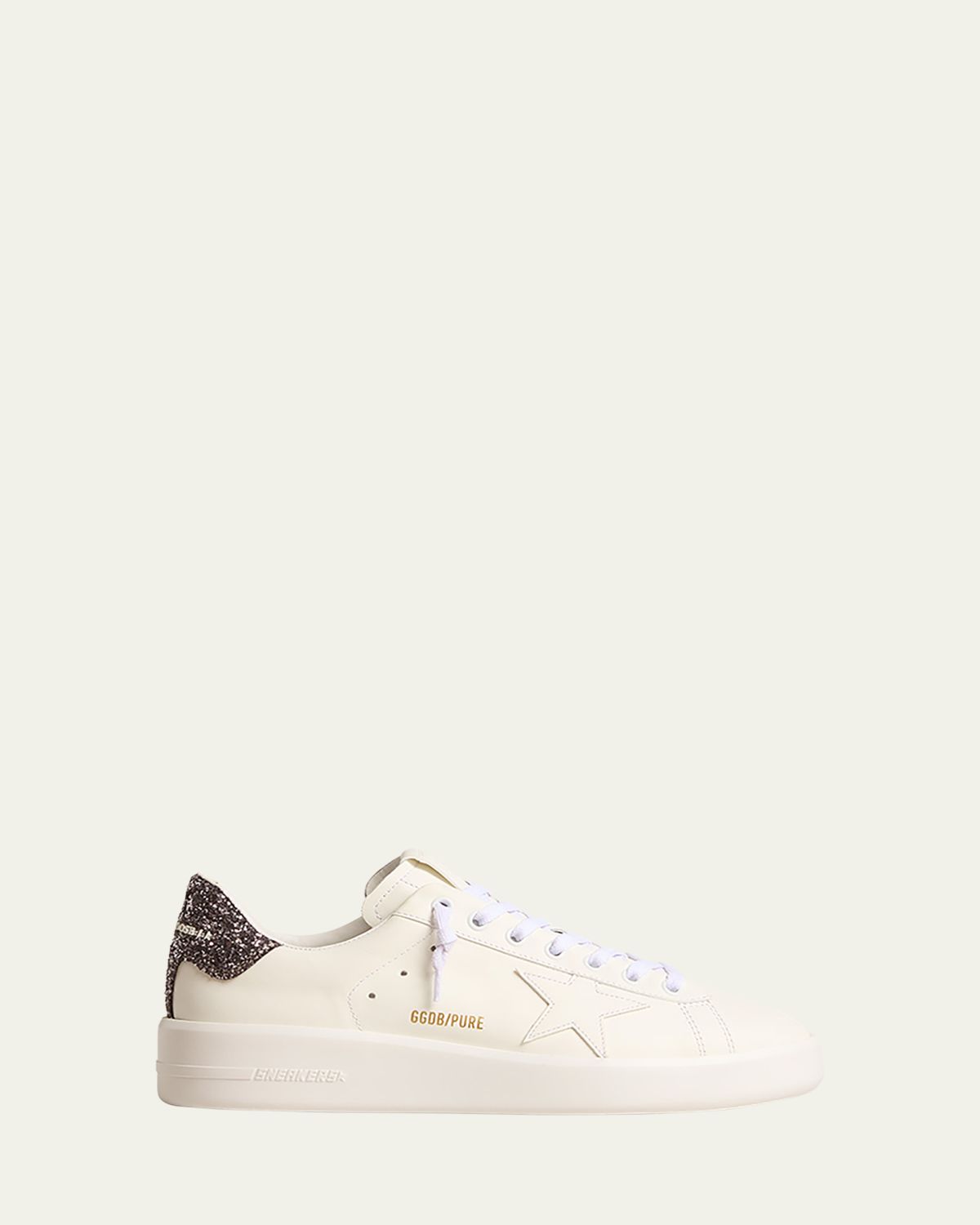Golden Goose Purestar Leather Glitter Low-Top Sneakers