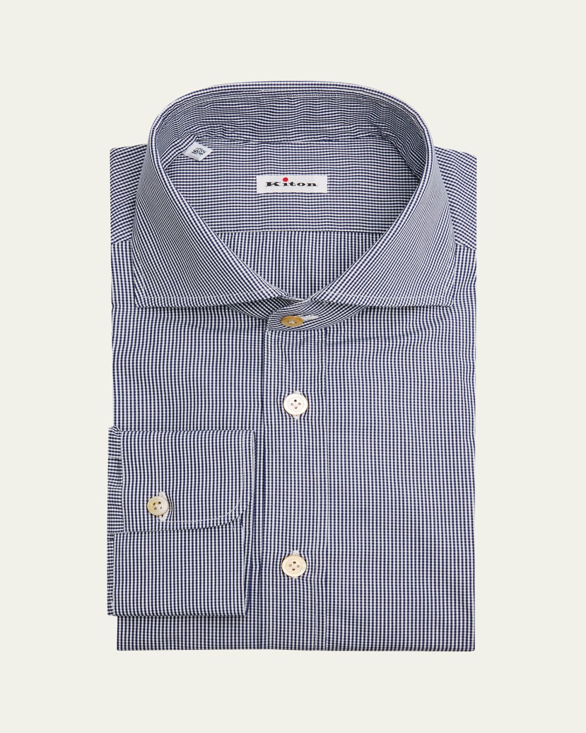Kiton Men's Mini Gingham Dress Shirt