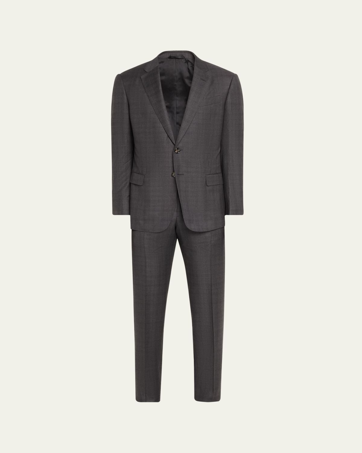 Giorgio Armani Men's Brushed Wool Plaid Classic Fit Suit