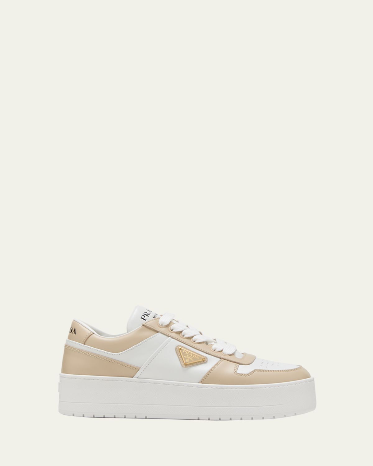 Prada Downtown Bicolor Leather Low-Top Sneakers